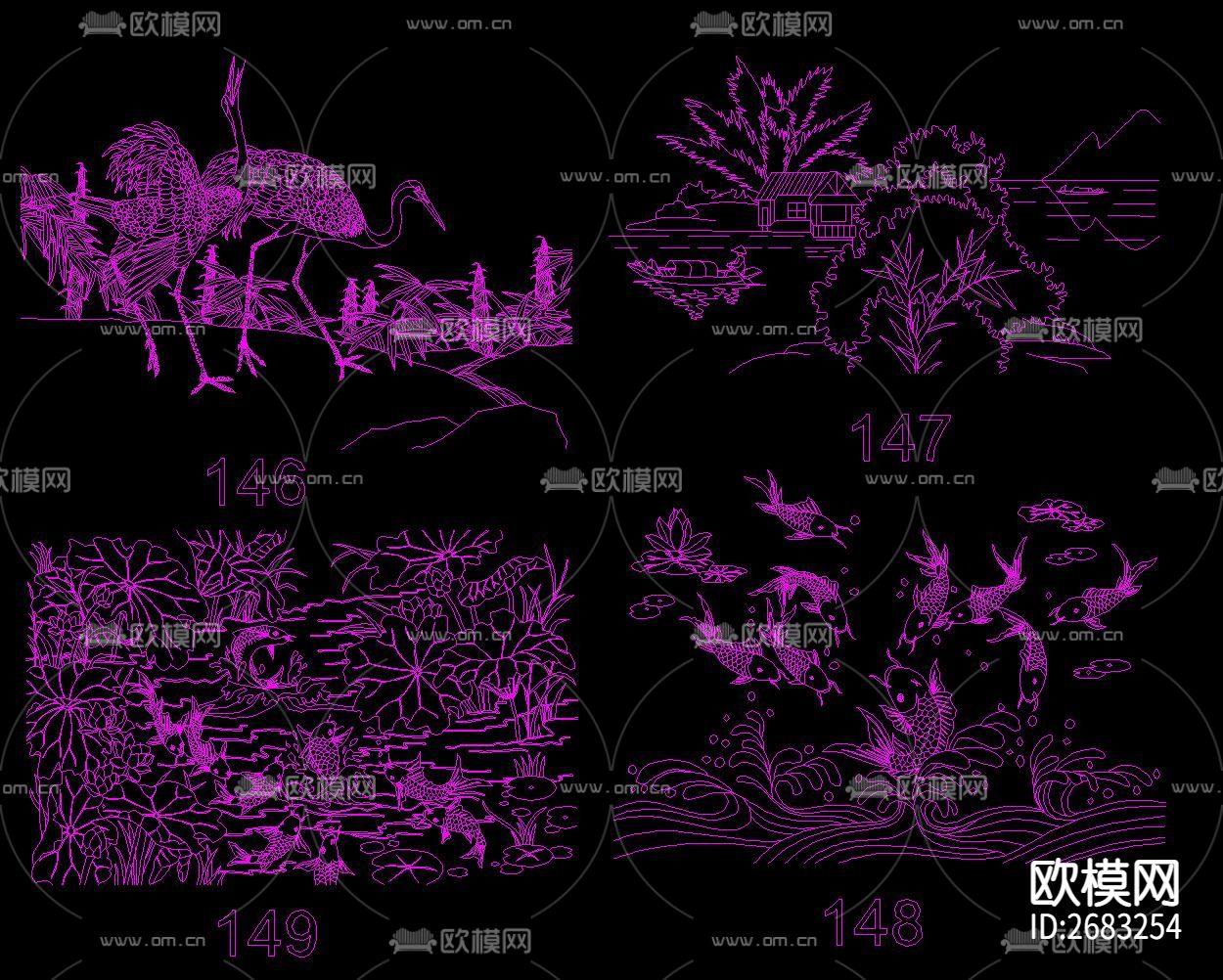 中传传统雕花cad图库下载（渲染图7）