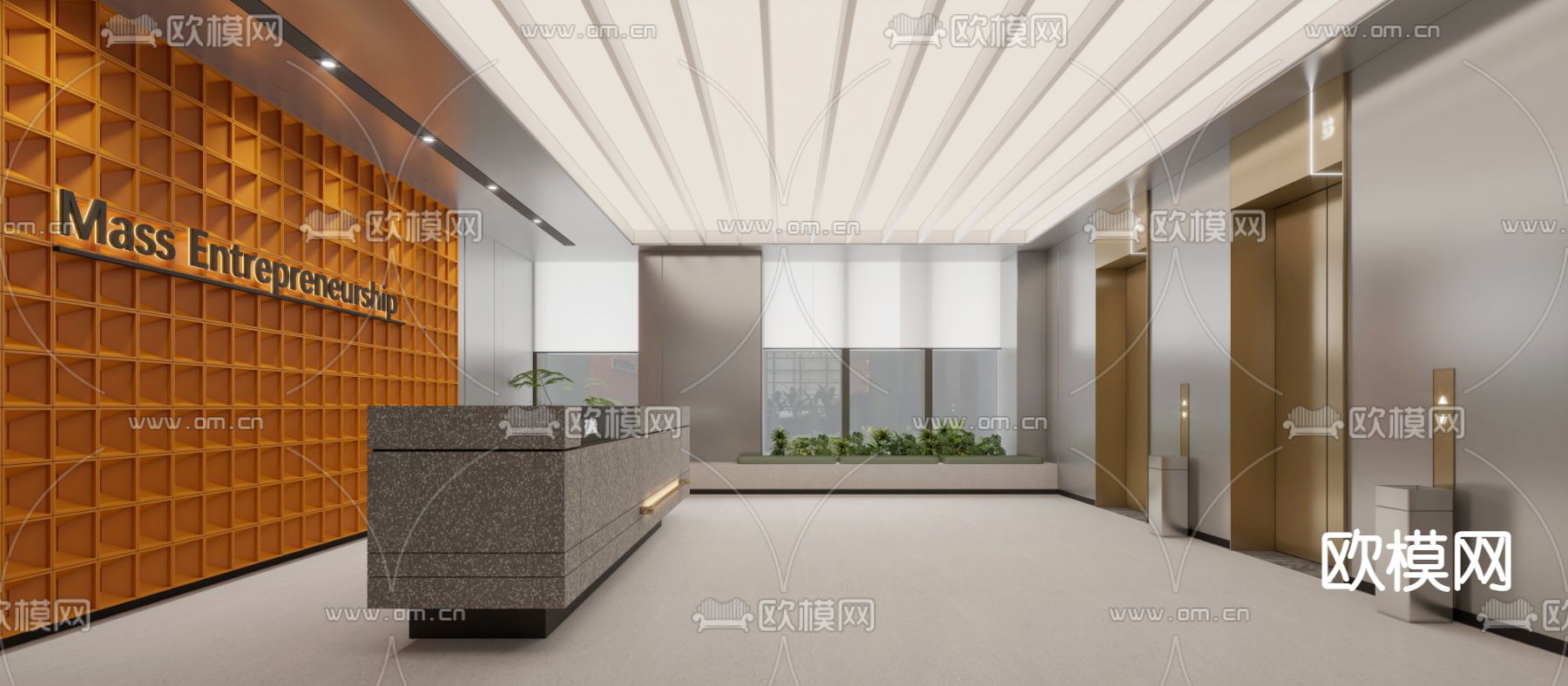 办公室前台 接待区3d模型