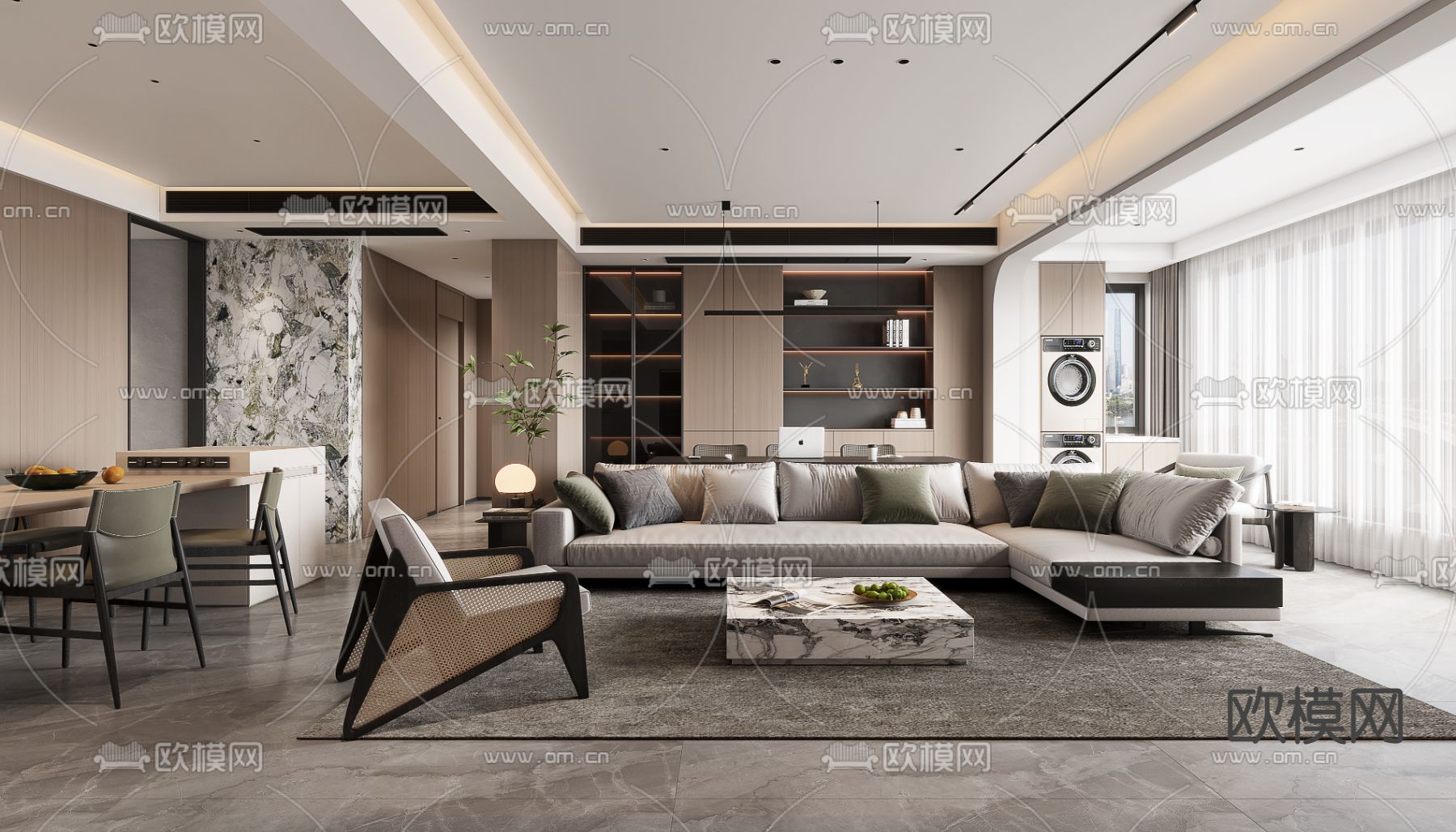 北欧客餐厅3d模型下载（渲染图1）