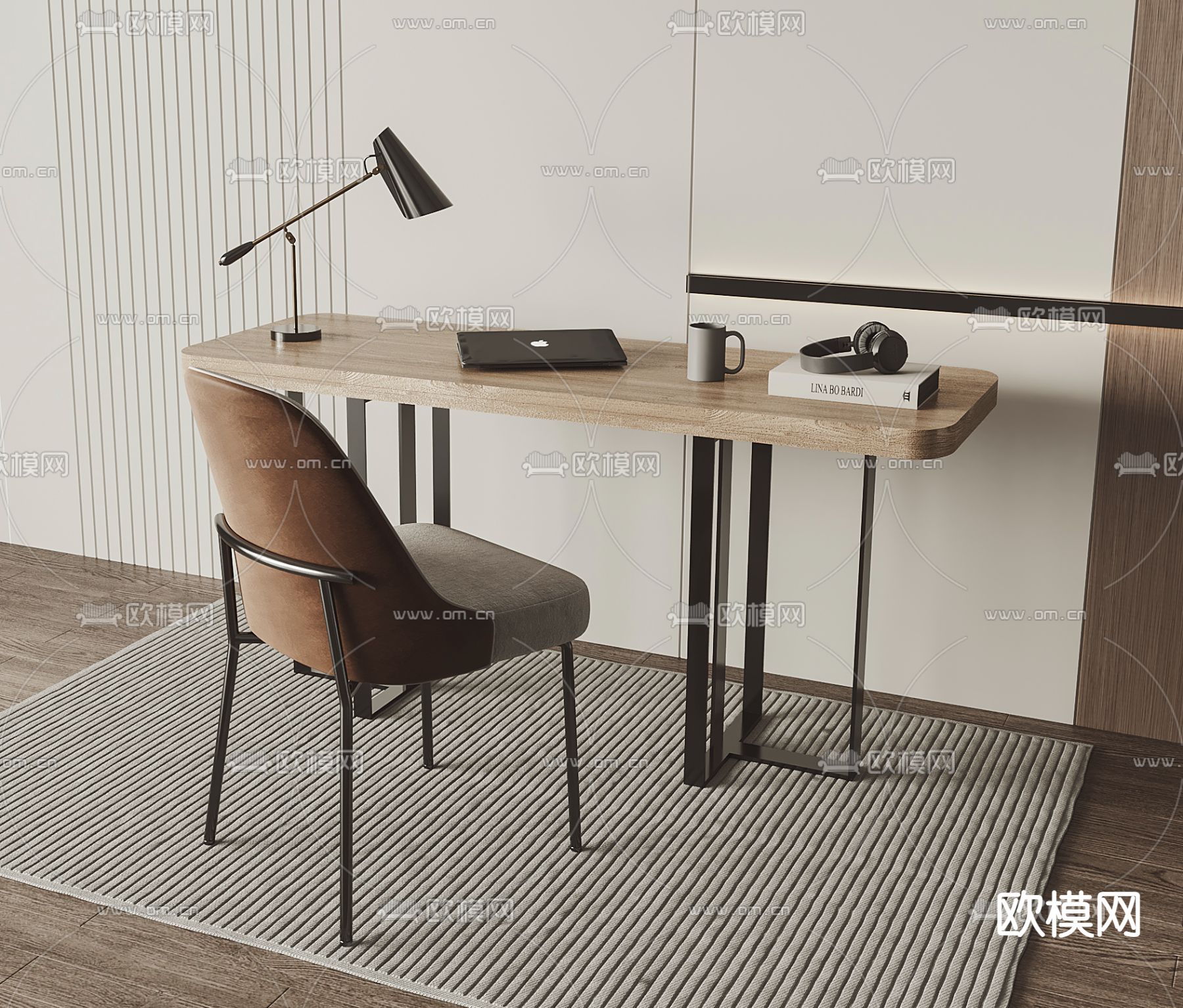 书桌椅su模型下载（渲染图1）