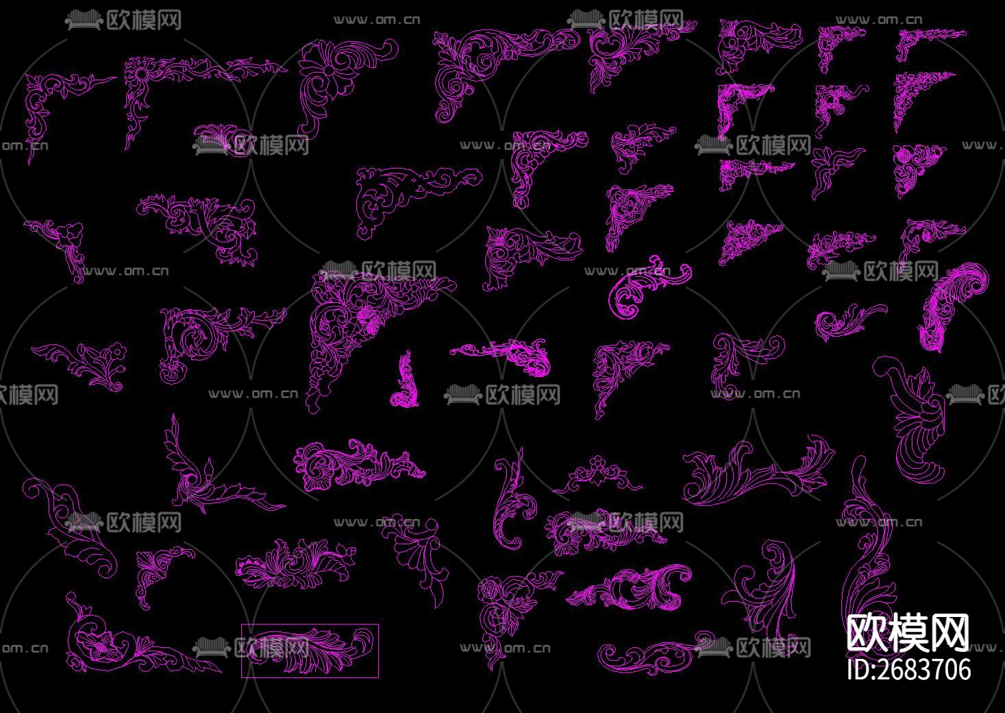 意大利法式雕花cad图库下载（渲染图1）