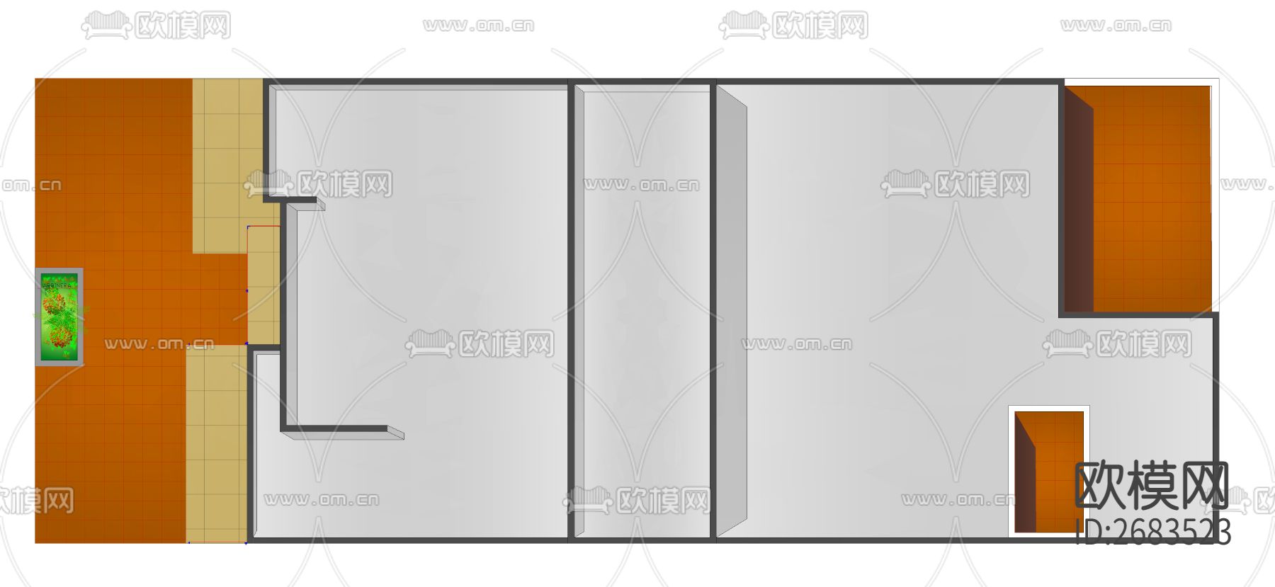 室内彩屏cad施工图下载（渲染图2）