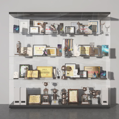  奖状奖杯荣誉证书su模型 