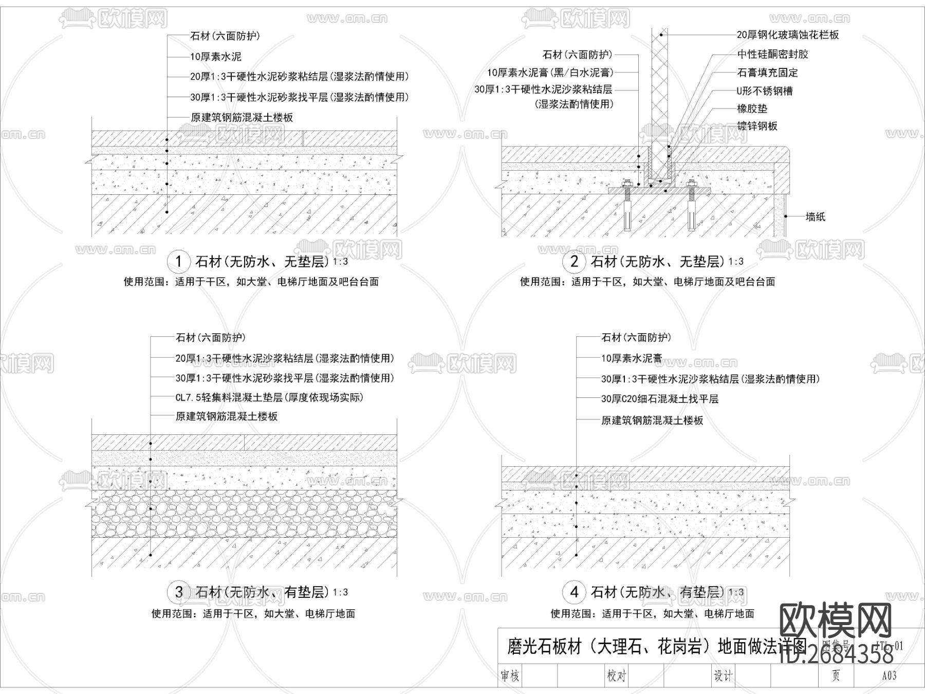 石材工艺节点大样下载（渲染图2）