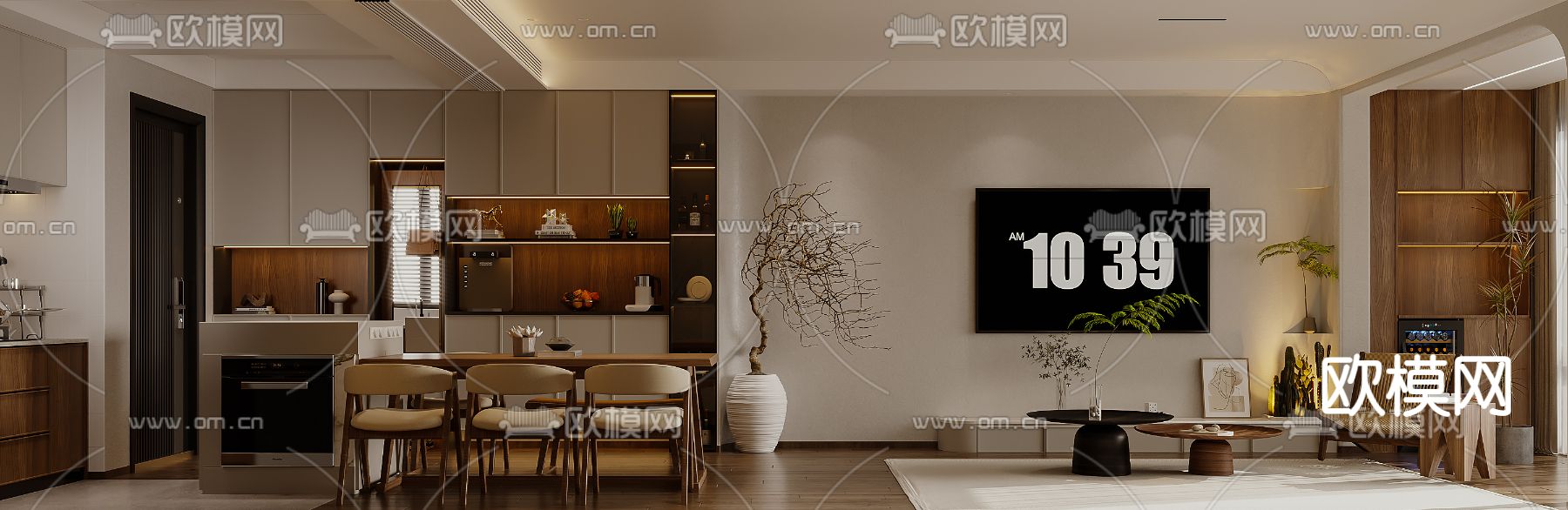 北欧客餐厅3d模型下载（渲染图2）