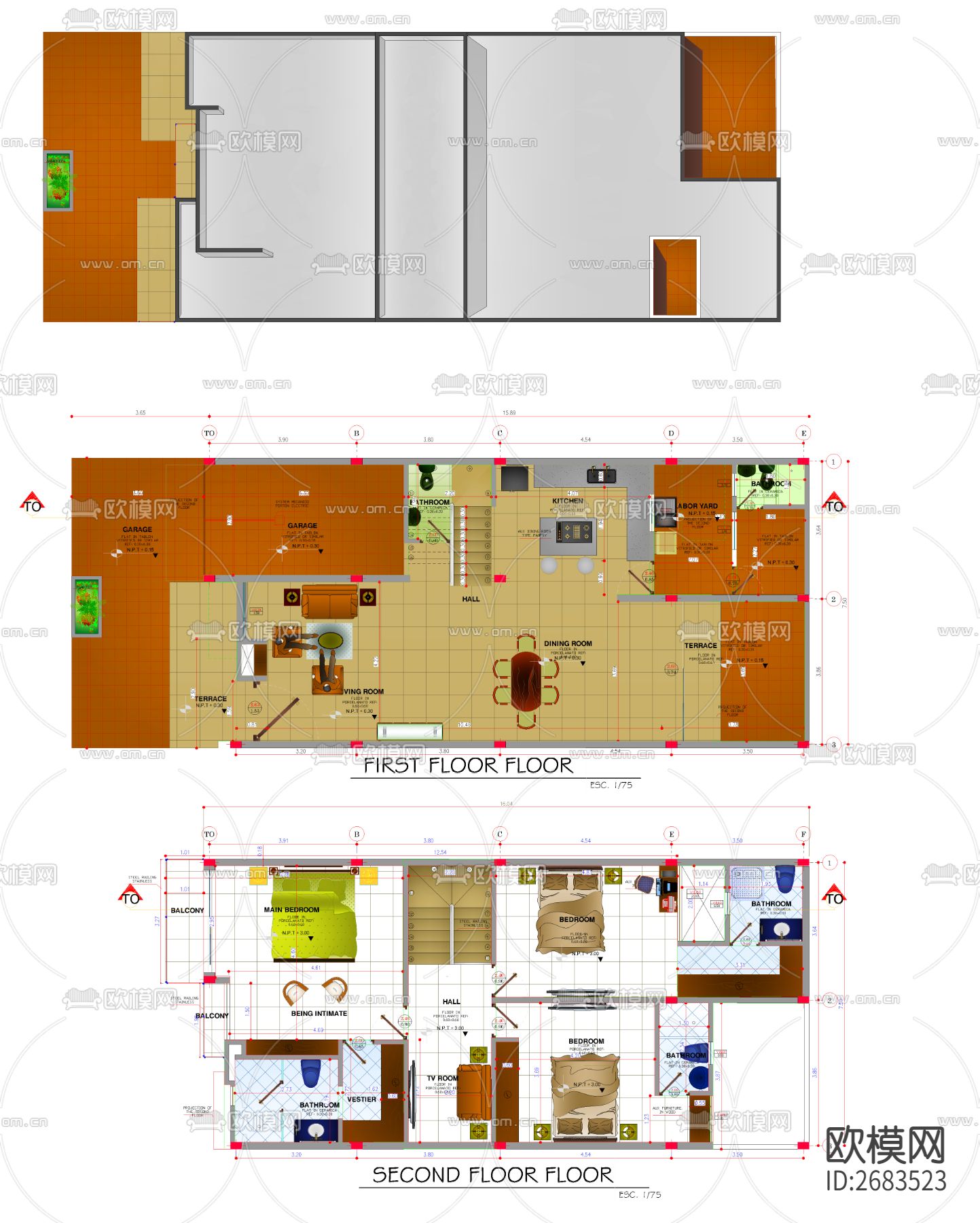室内彩屏cad施工图下载（渲染图1）