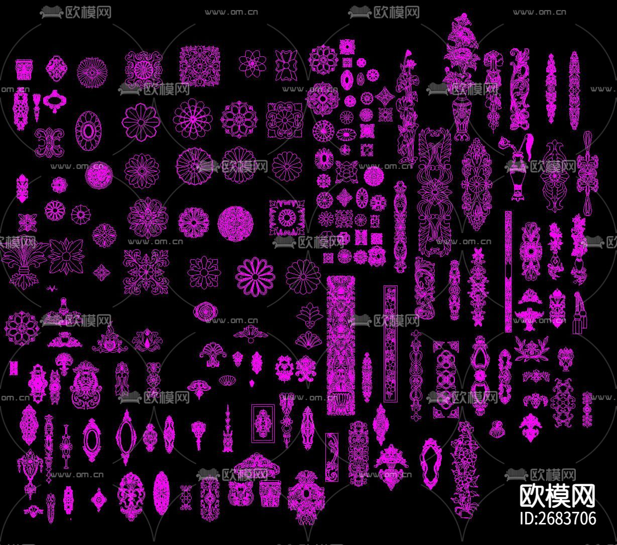 意大利法式雕花cad图库下载（渲染图7）