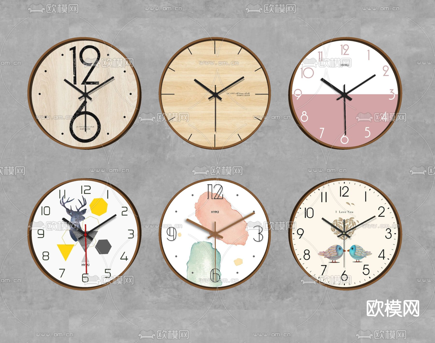 北欧钟表挂钟时钟su模型下载（渲染图2）