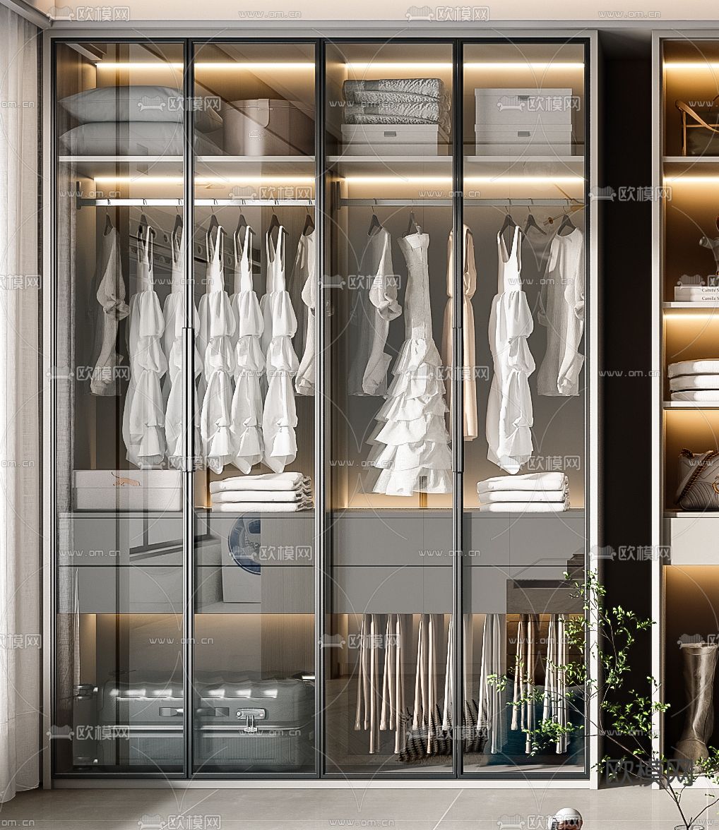 现代衣柜 衣橱3d模型下载（渲染图3）