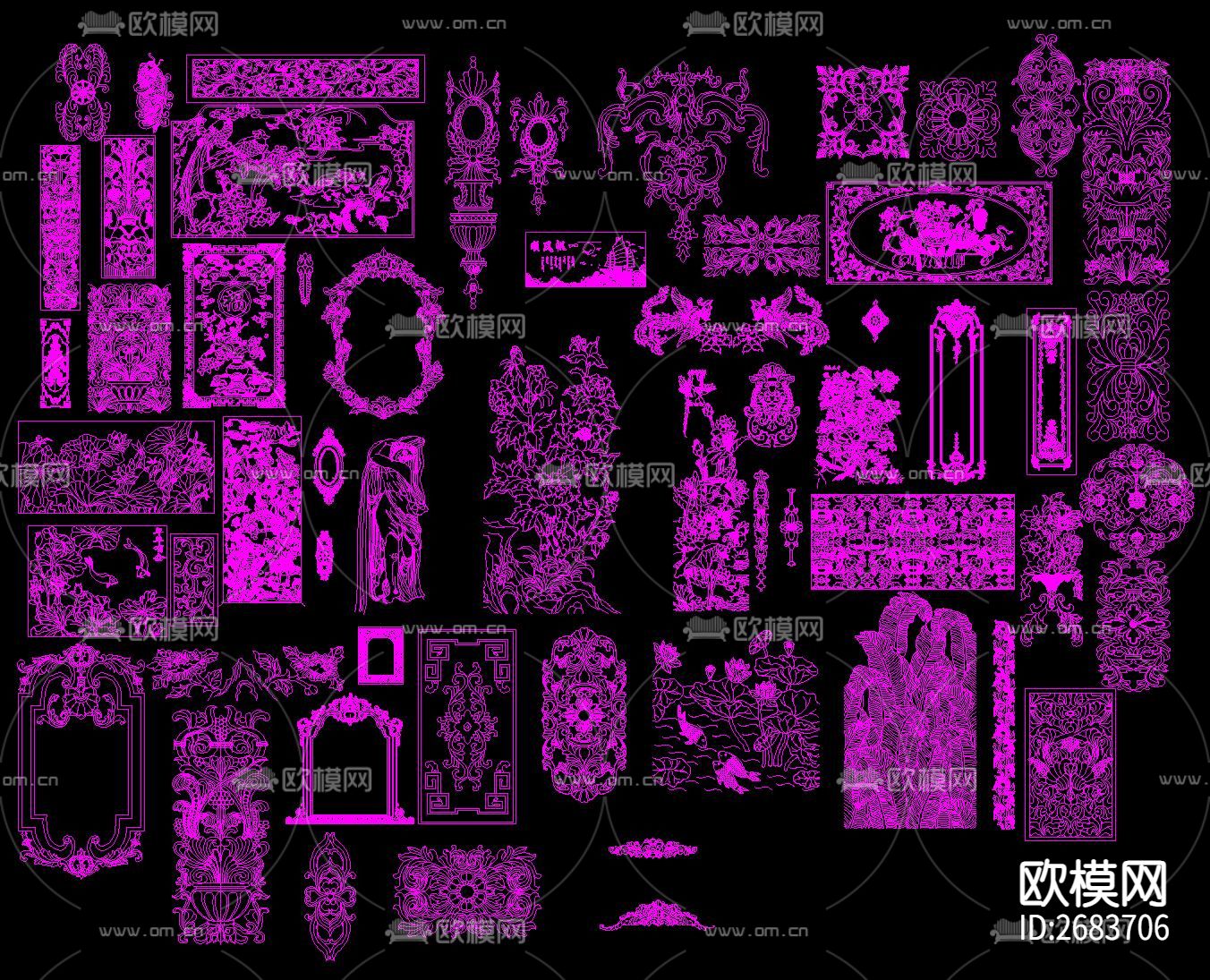 意大利法式雕花cad图库下载（渲染图5）