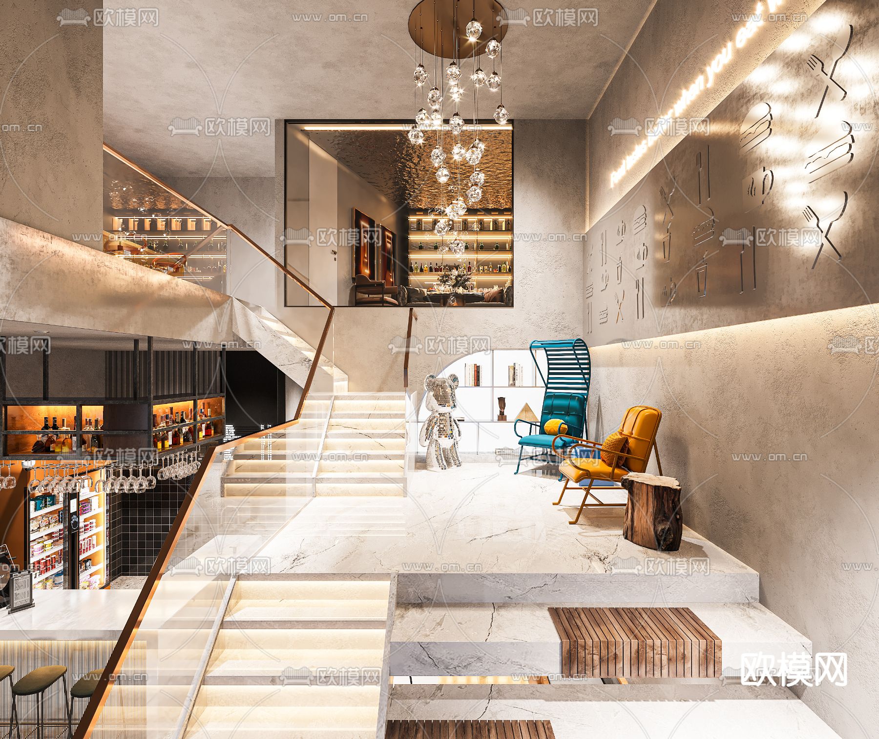 侘寂咖啡厅3d模型下载（渲染图5）