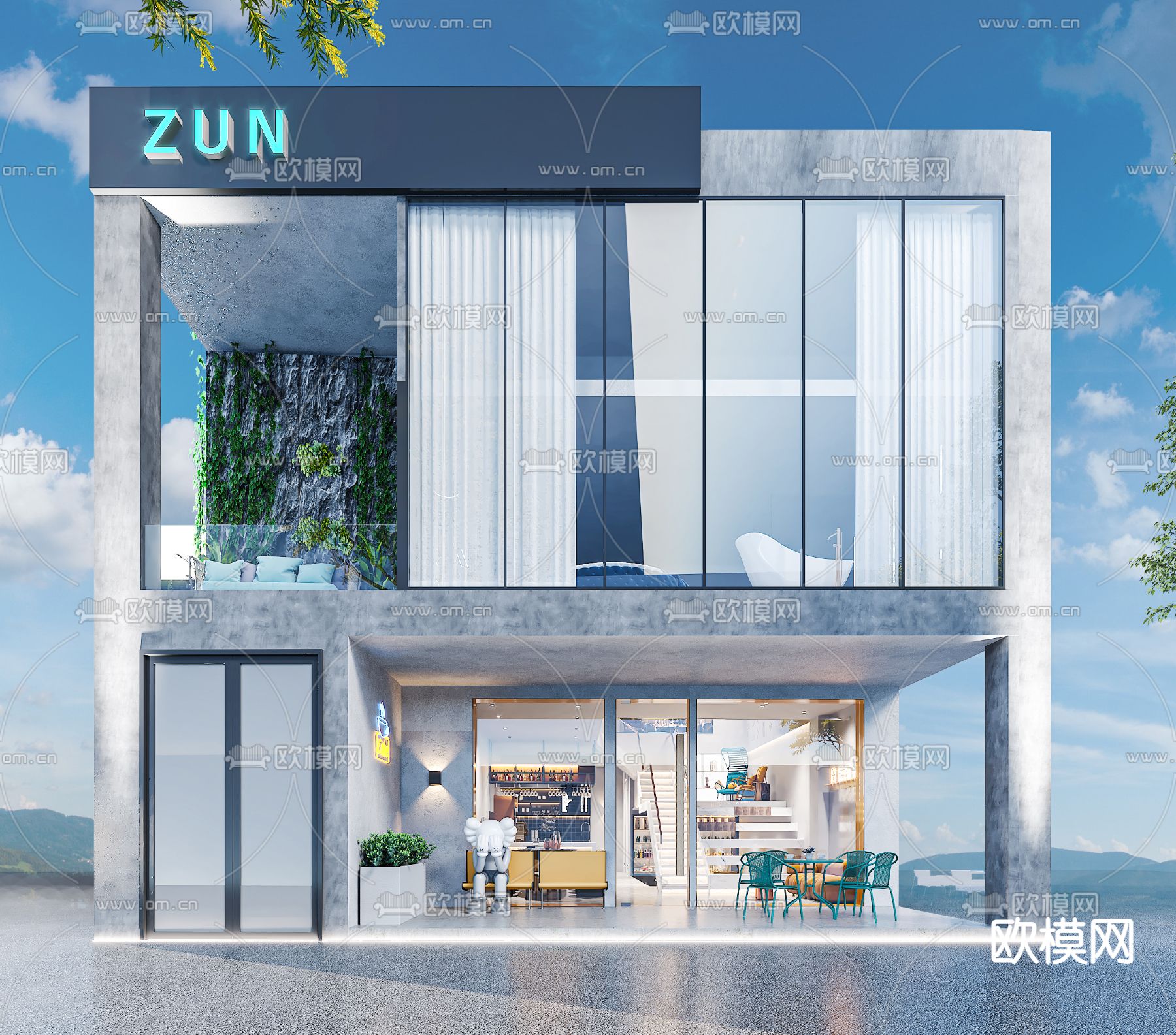 侘寂咖啡厅3d模型下载（渲染图4）