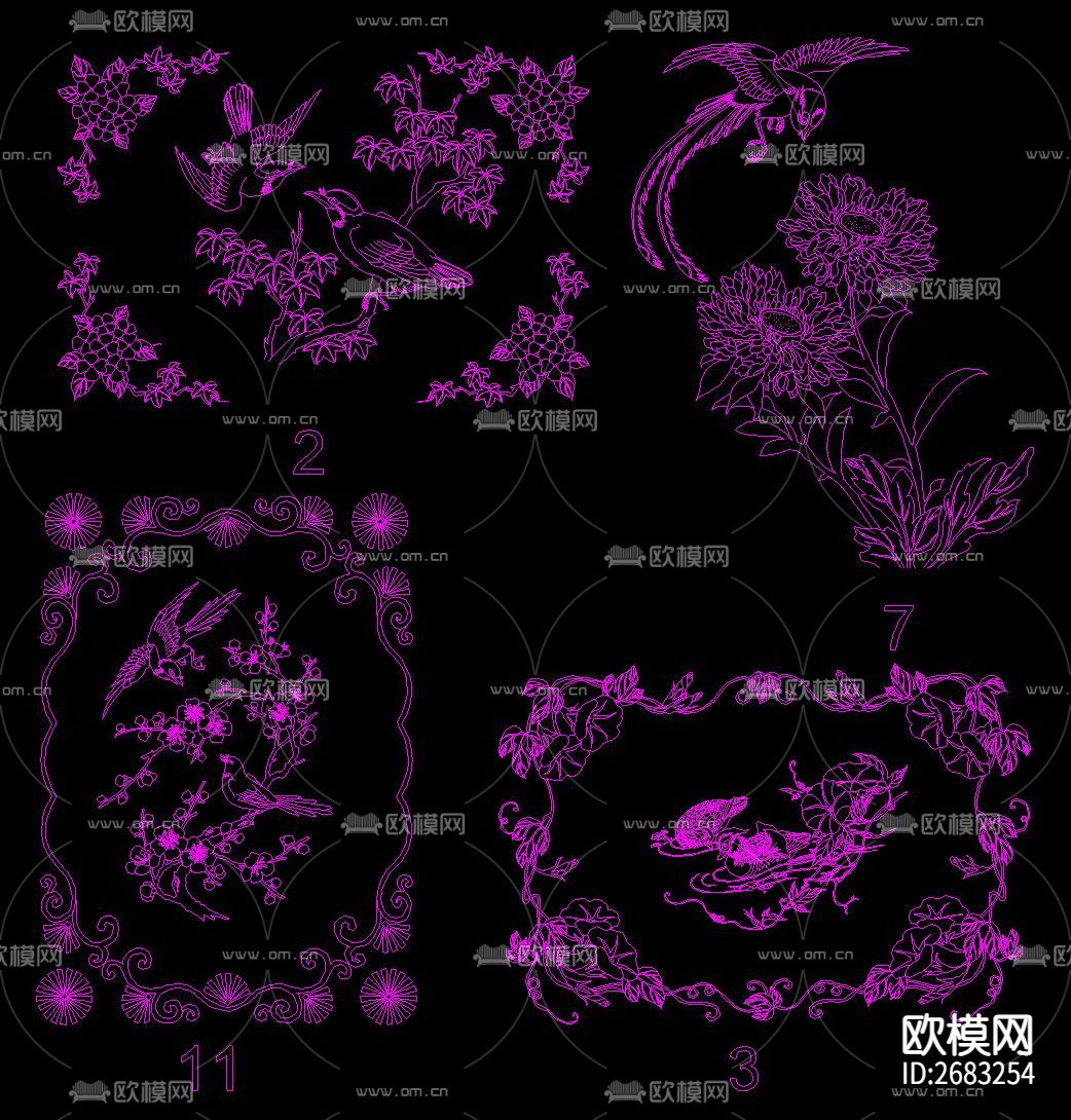 中传传统雕花cad图库下载（渲染图9）