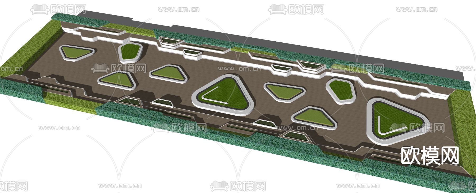 现代树池景观座椅su模型下载（渲染图2）