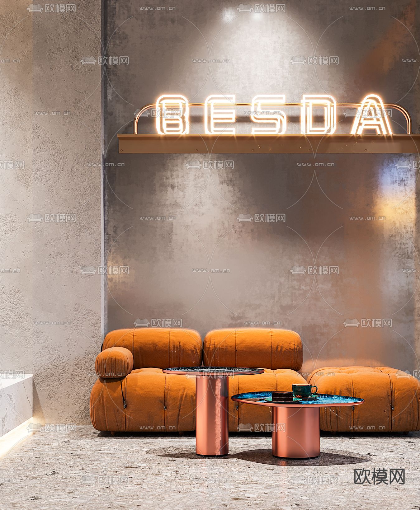 侘寂咖啡厅3d模型下载（渲染图2）