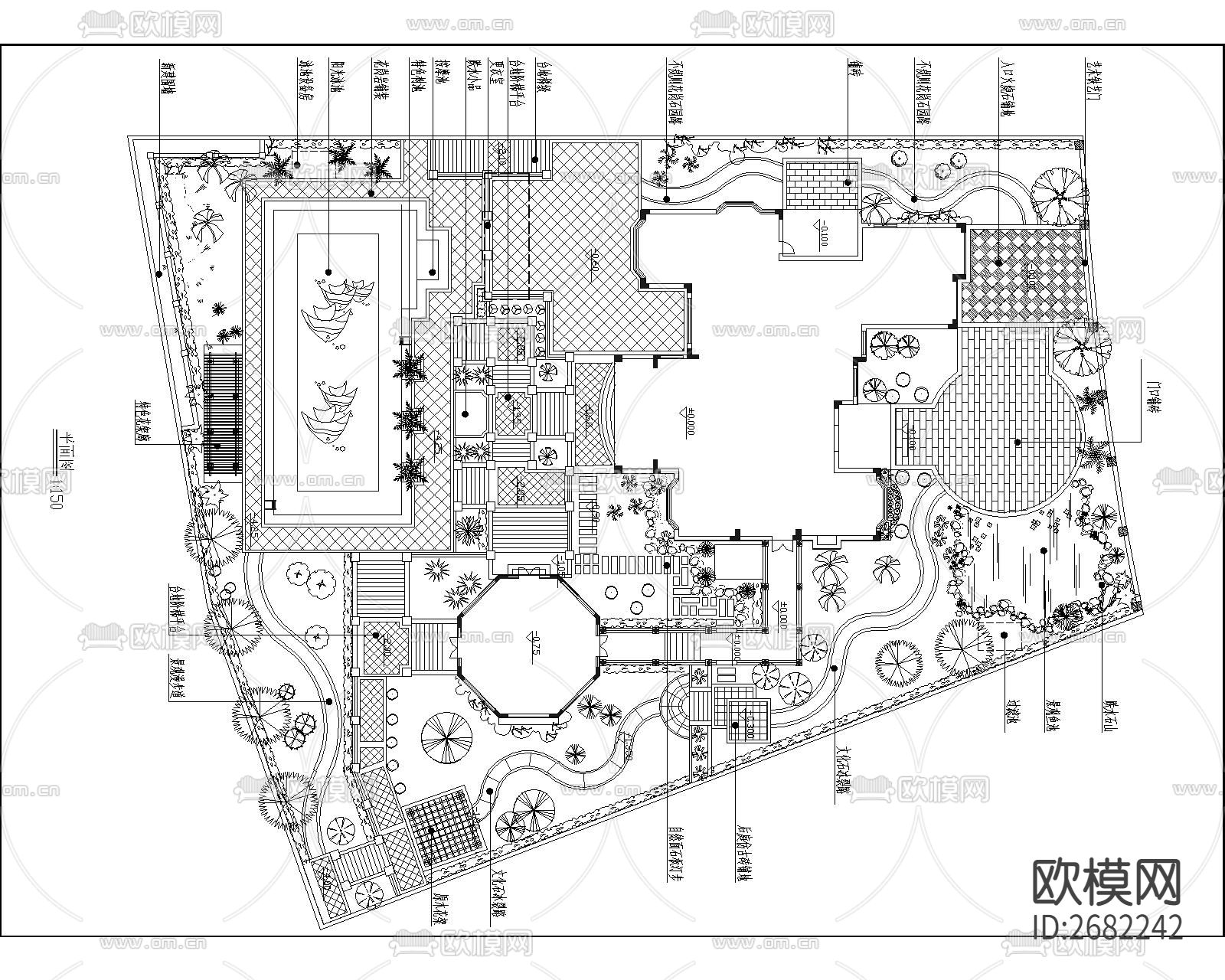 别墅庭院CAD施工图下载