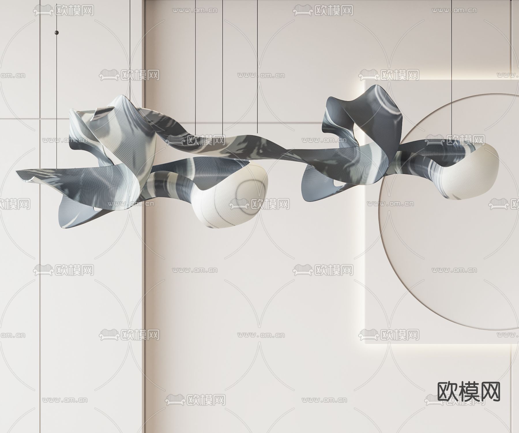 飘带吊灯 大堂吊灯3d模型下载