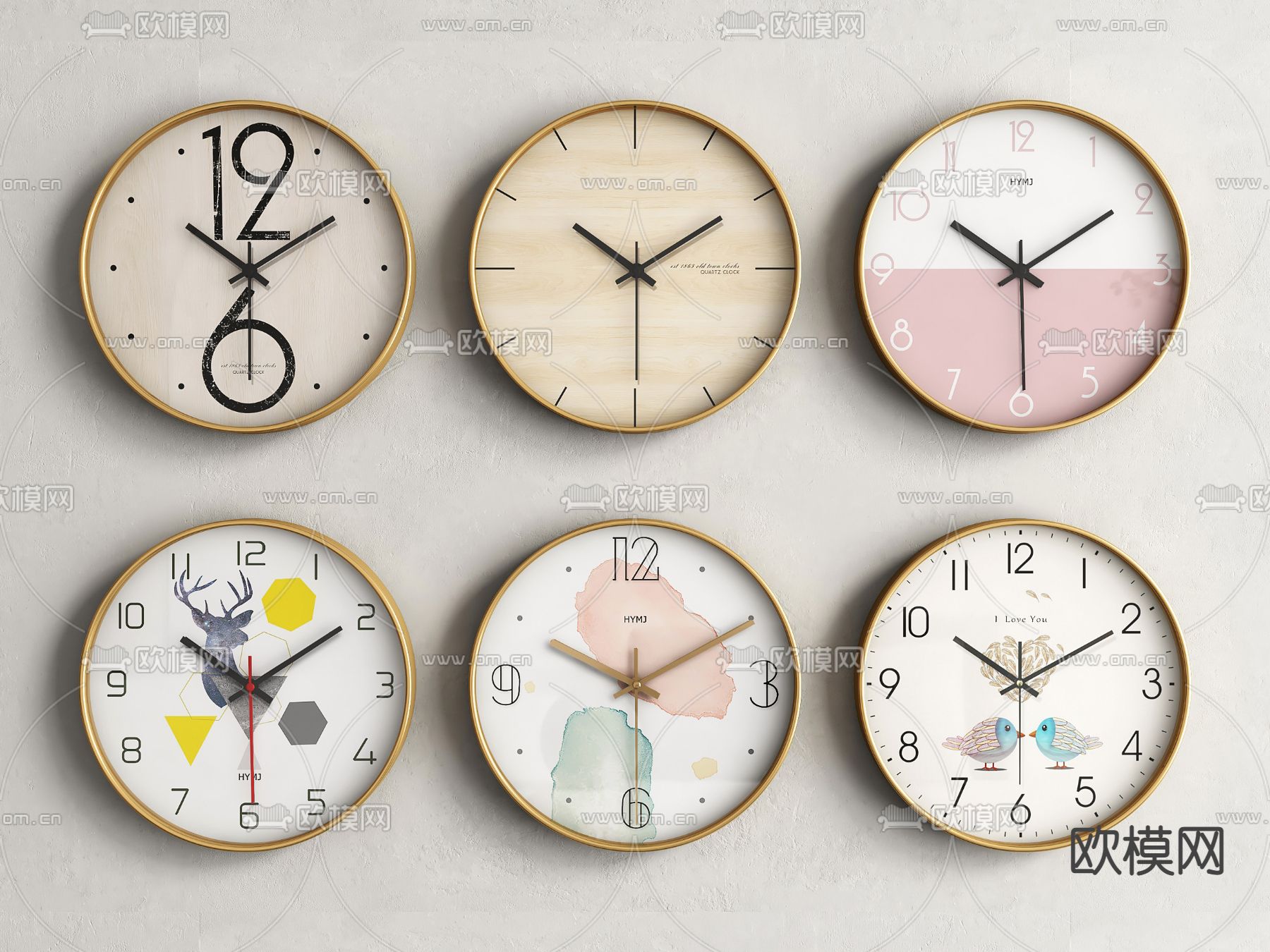 北欧钟表挂钟时钟su模型下载（渲染图1）