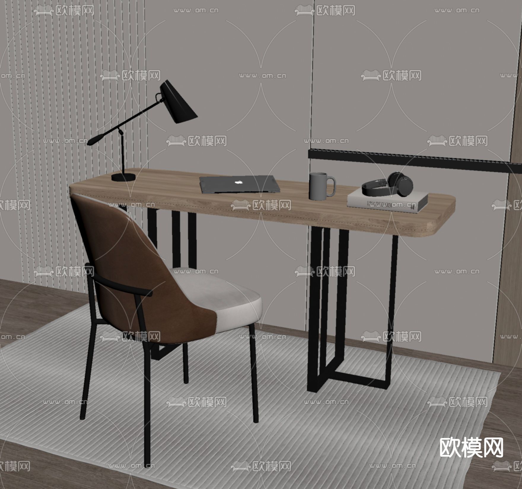 书桌椅su模型下载（渲染图2）