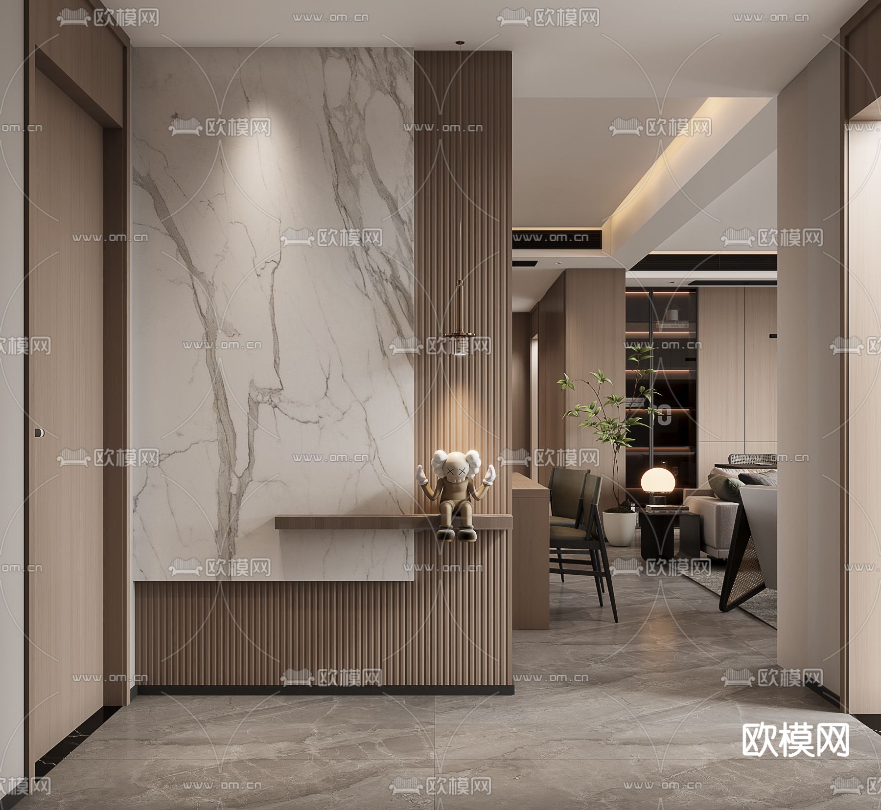 北欧客餐厅3d模型下载（渲染图3）