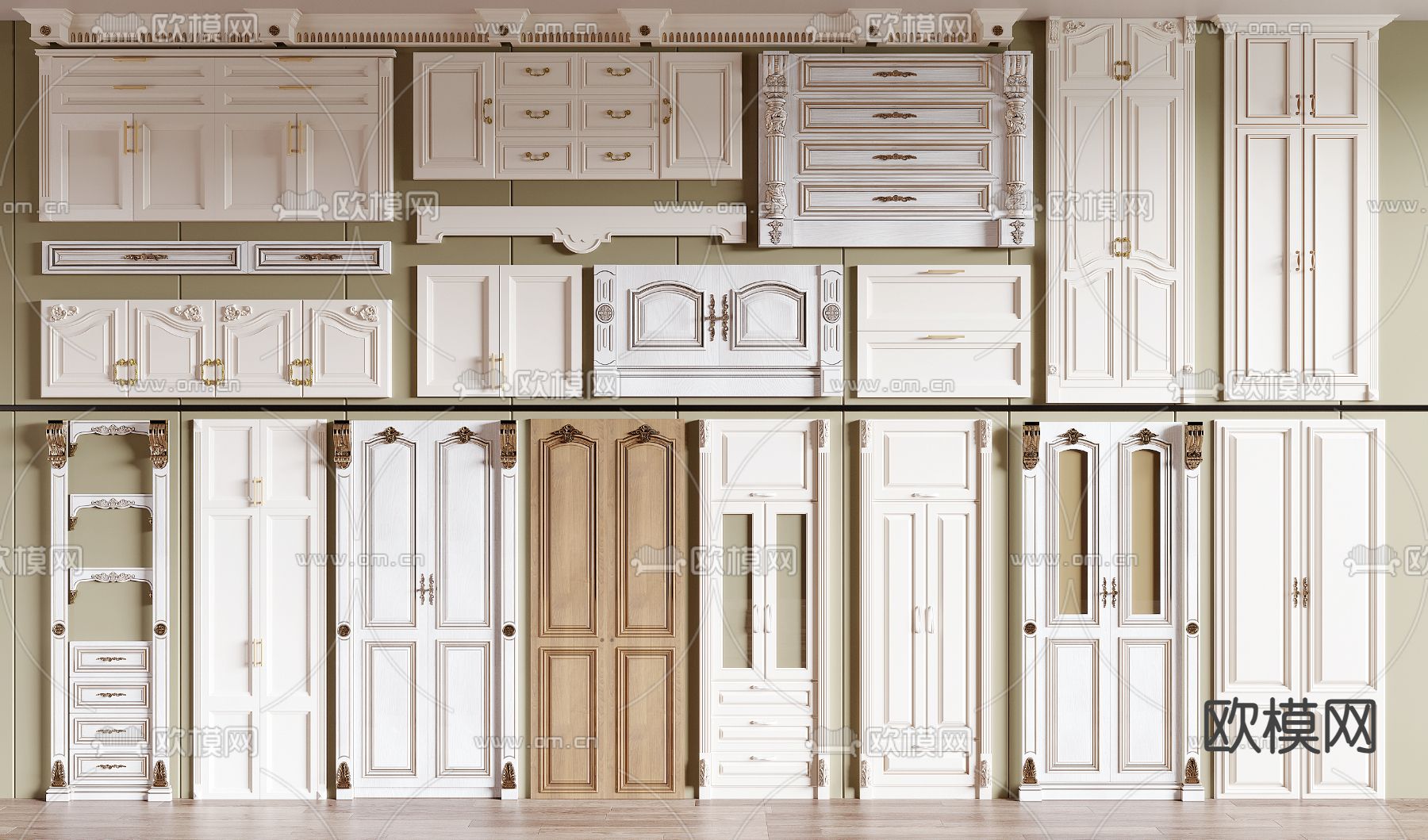 法式门板 柜门3d模型下载