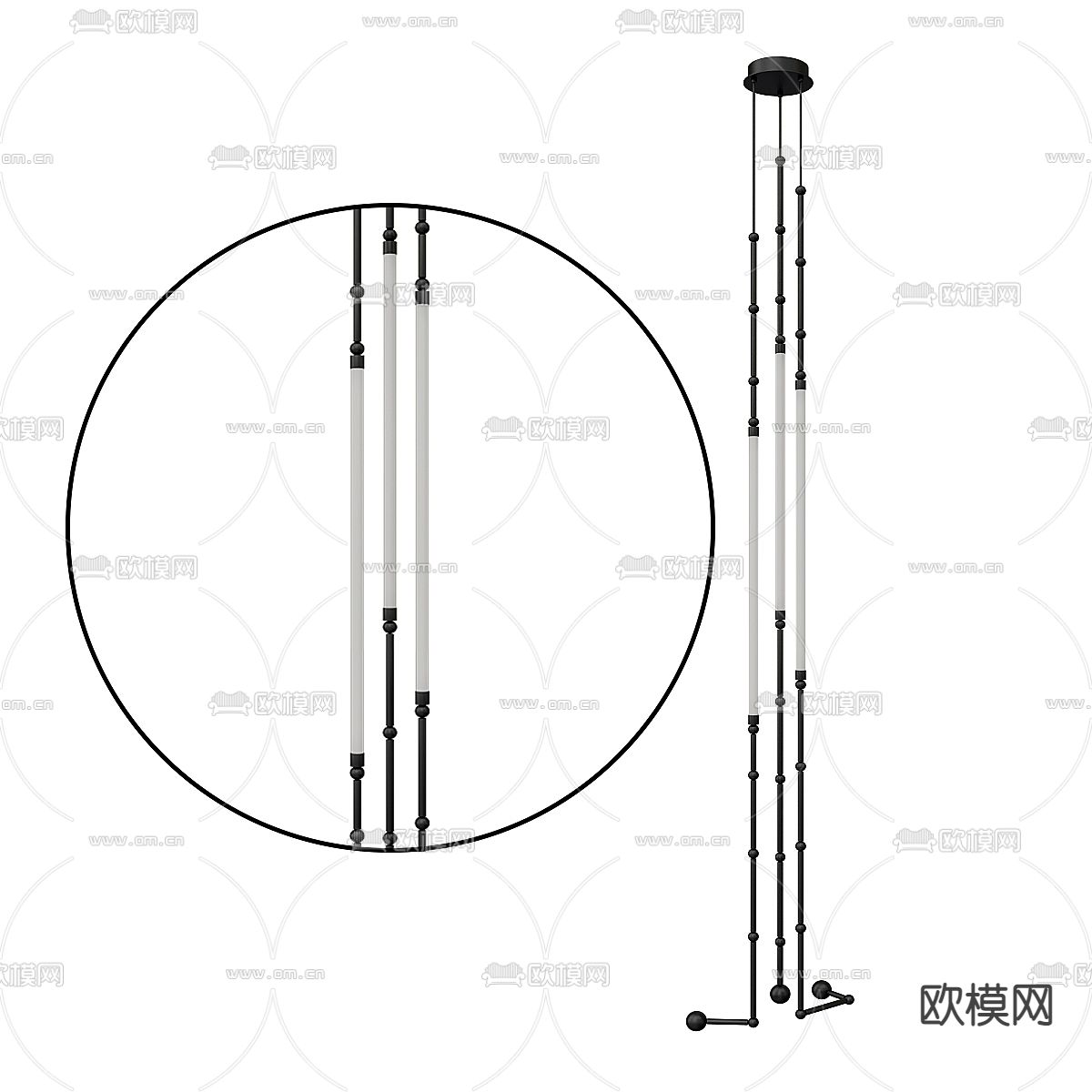 条形落地灯 钢带灯3d模型下载