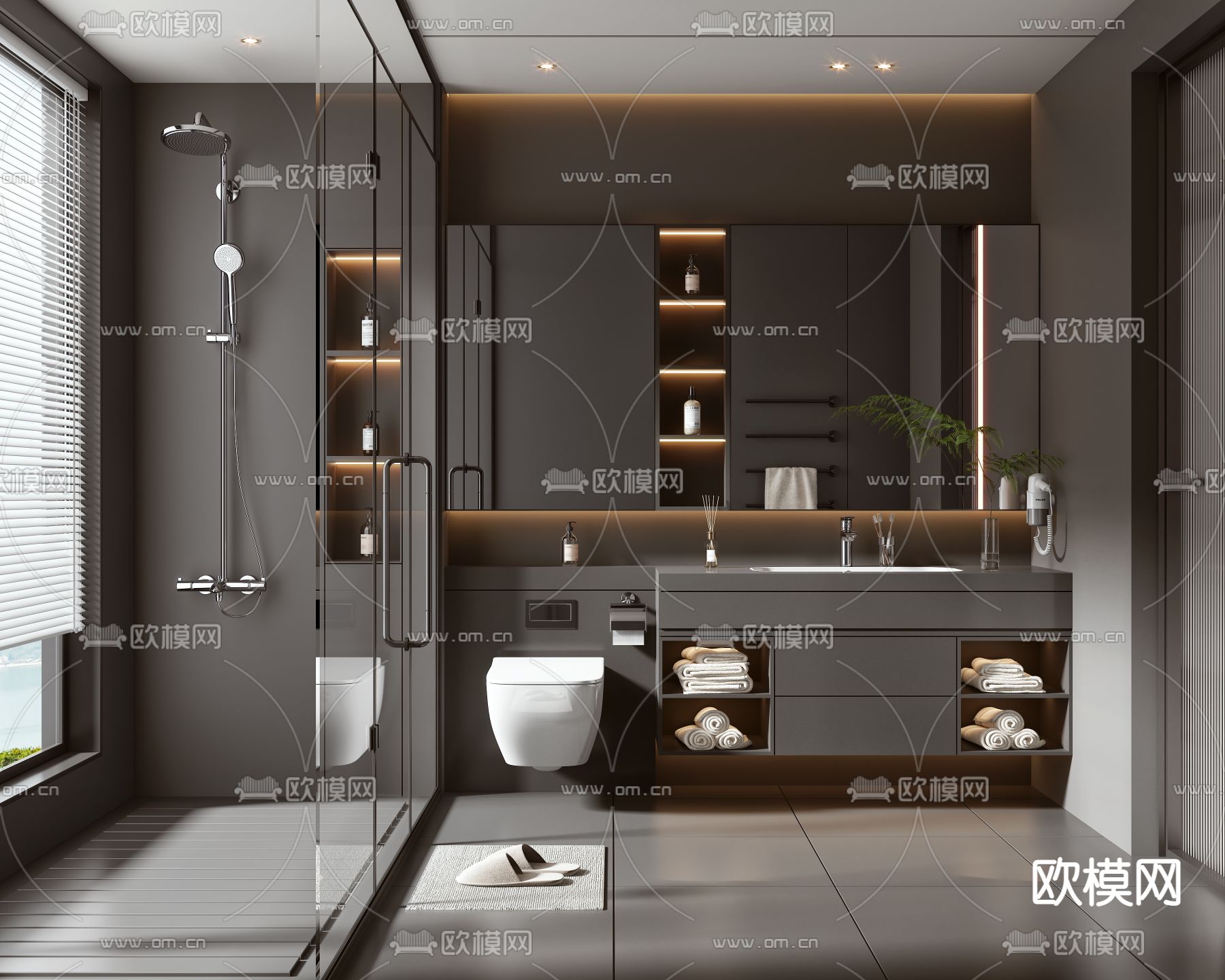 暗黑风卫生间 浴室3d模型下载