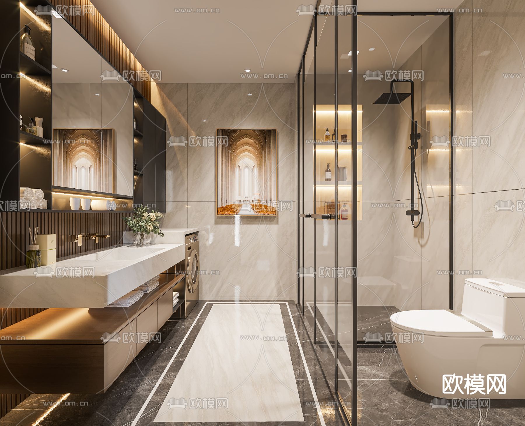 轻奢风卫生间 浴室3d模型下载