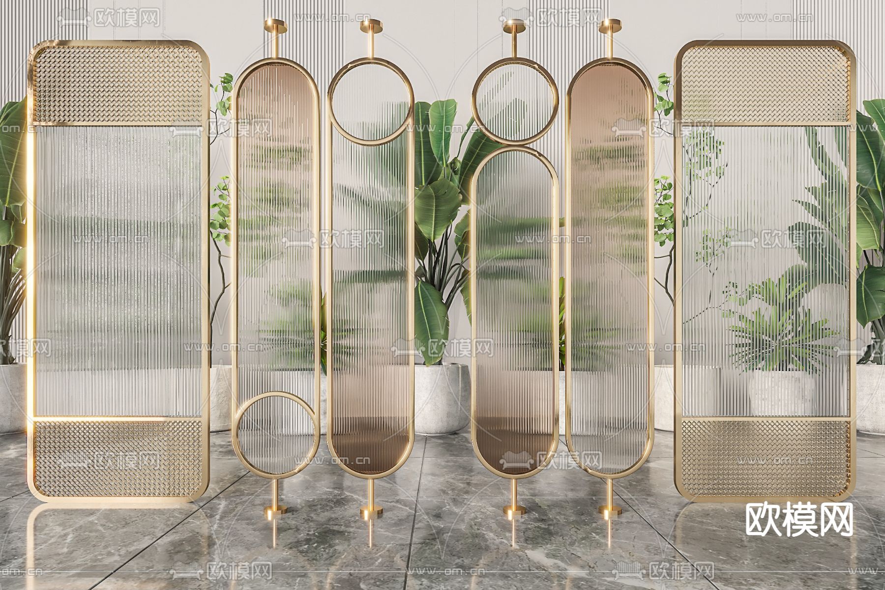 玻璃屏风 隔断3d模型下载