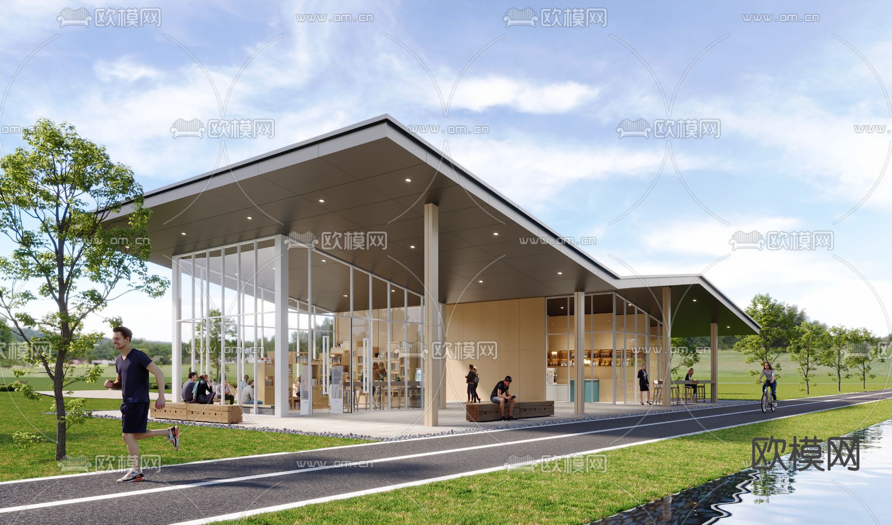 户外书吧 休闲驿站3d模型下载（渲染图1）