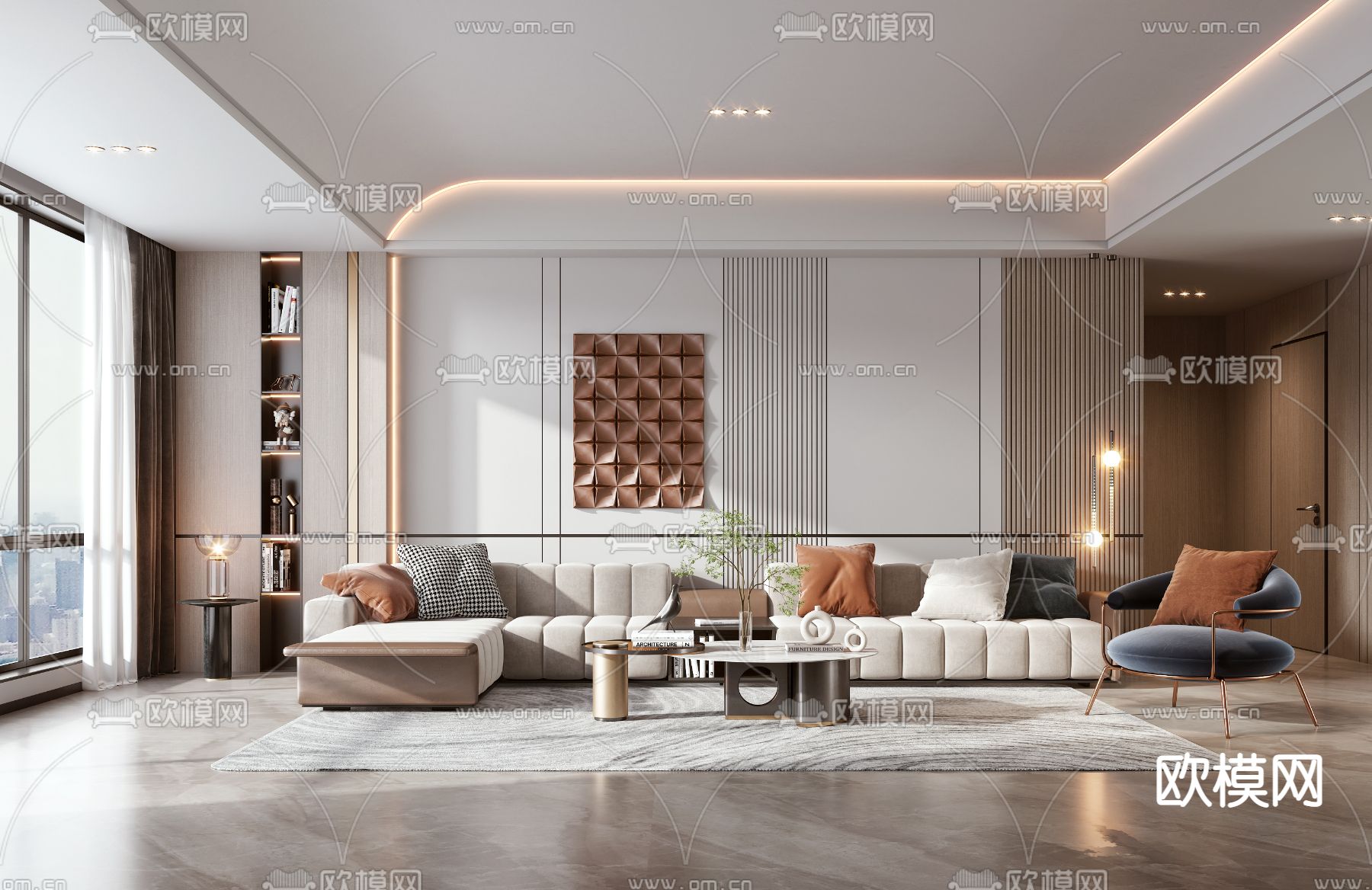 轻奢客厅3d模型下载