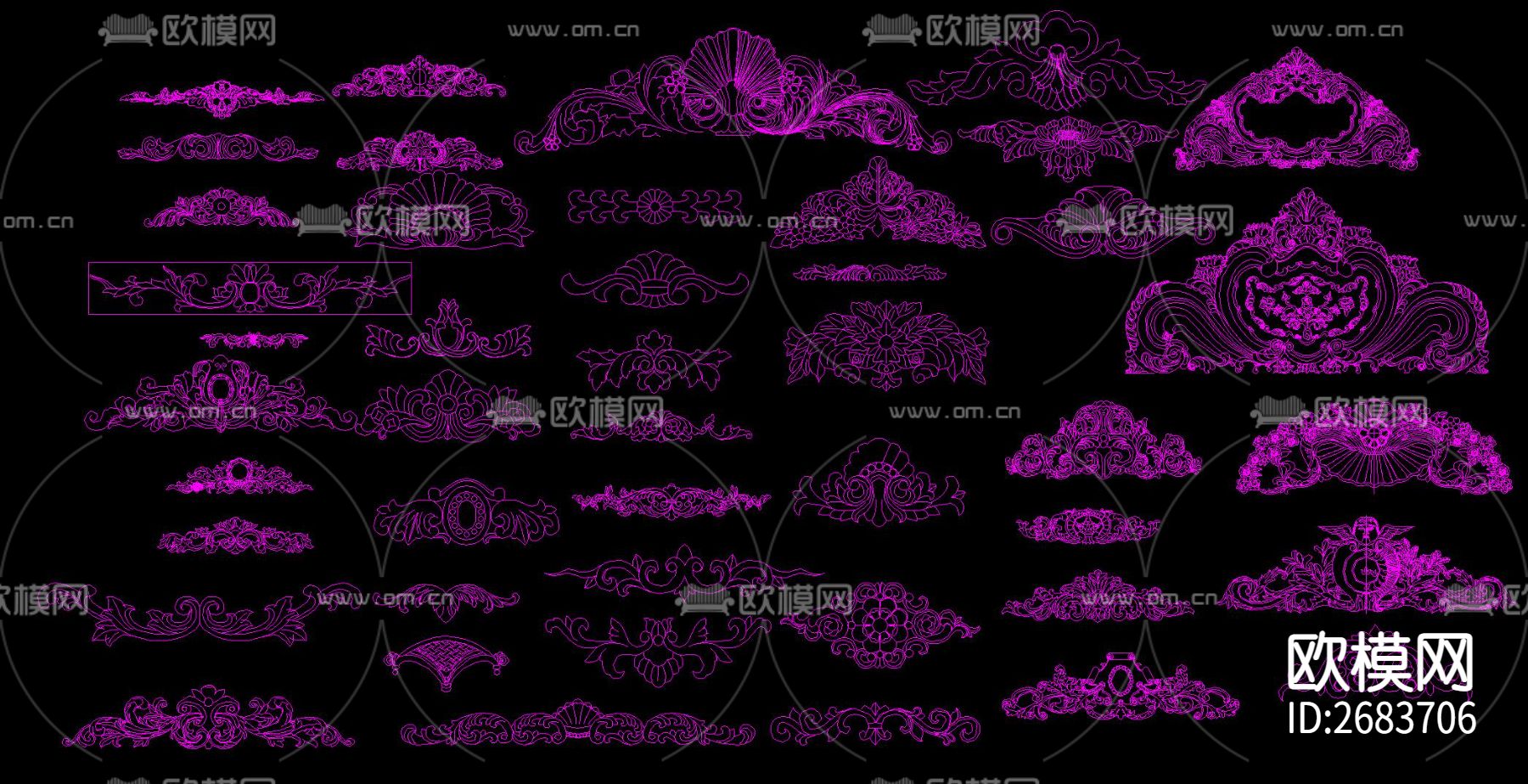 意大利法式雕花cad图库下载（渲染图6）