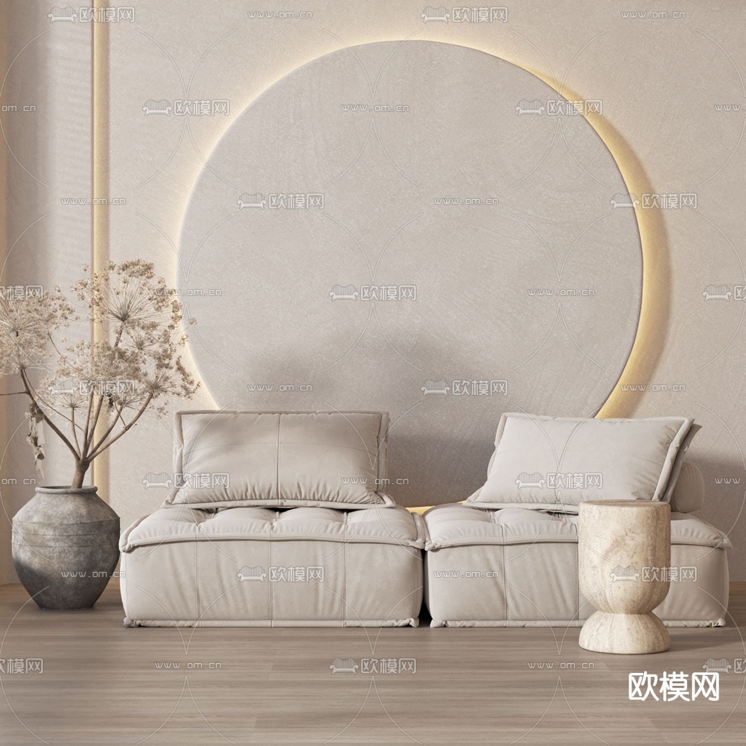 双人沙发 拼接沙发3d模型下载_ID14128028_3dmax免费模型-欧模网