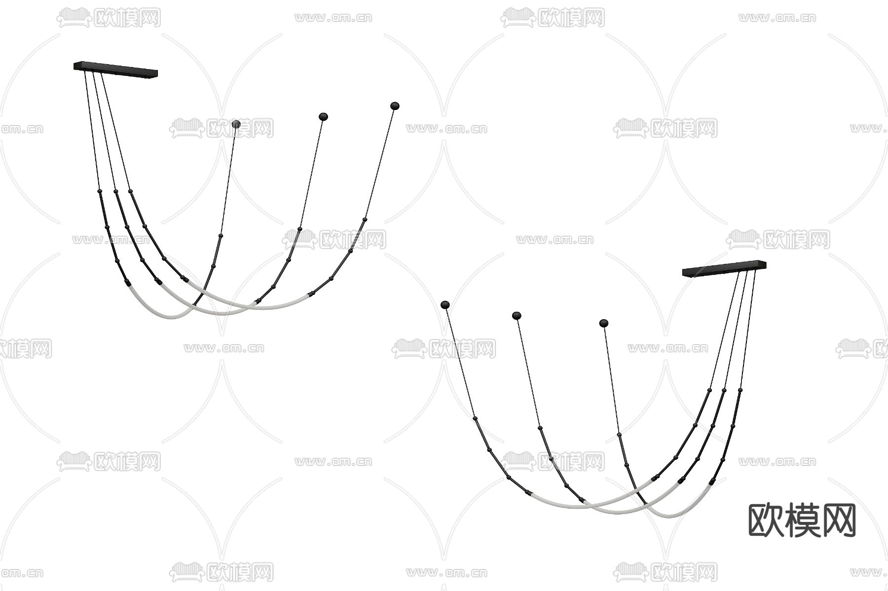 曲线吊灯 大厅灯3d模型下载