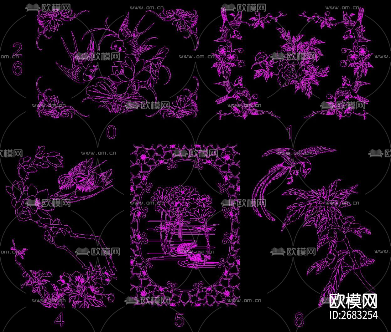 中传传统雕花cad图库下载（渲染图8）