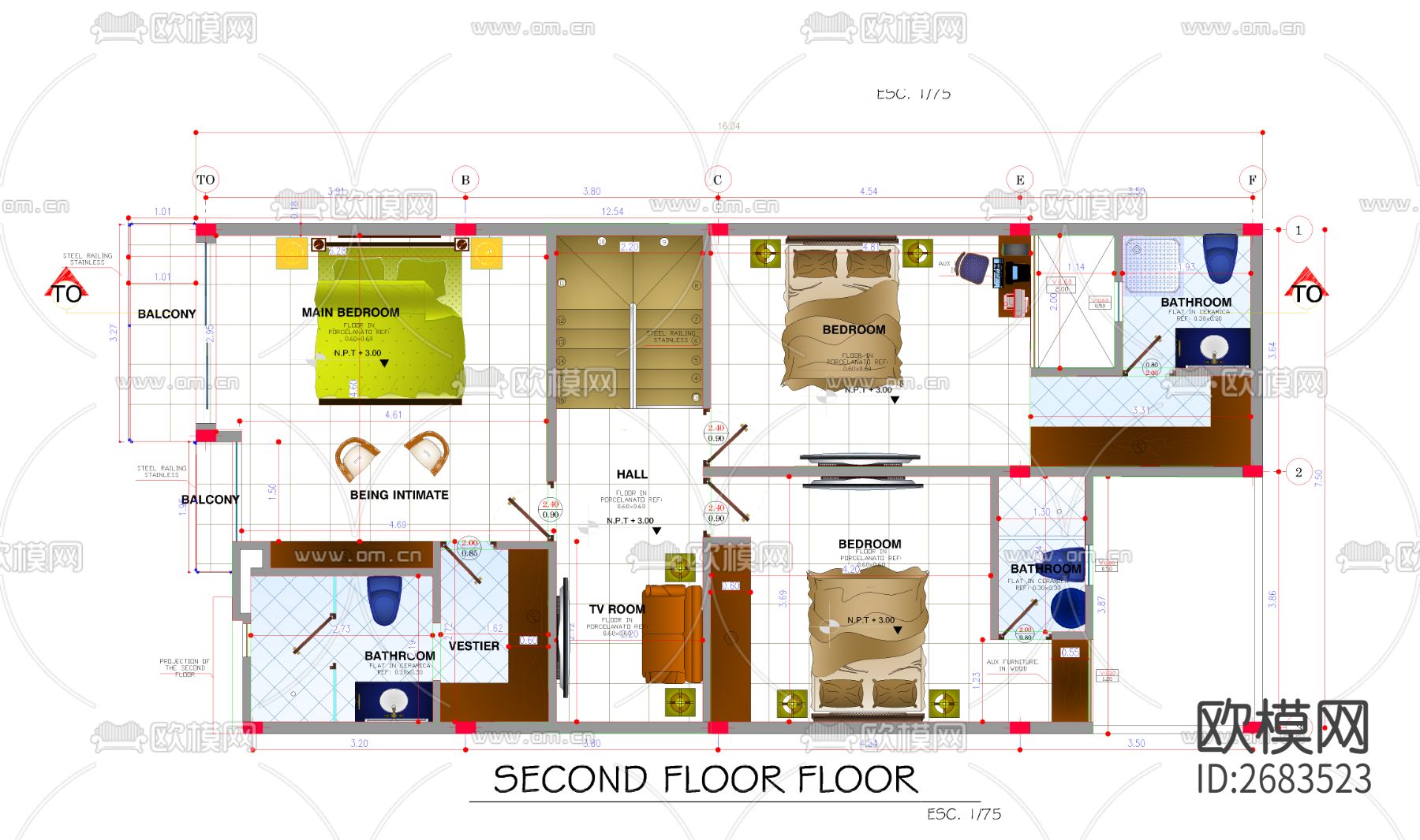室内彩屏cad施工图下载（渲染图3）