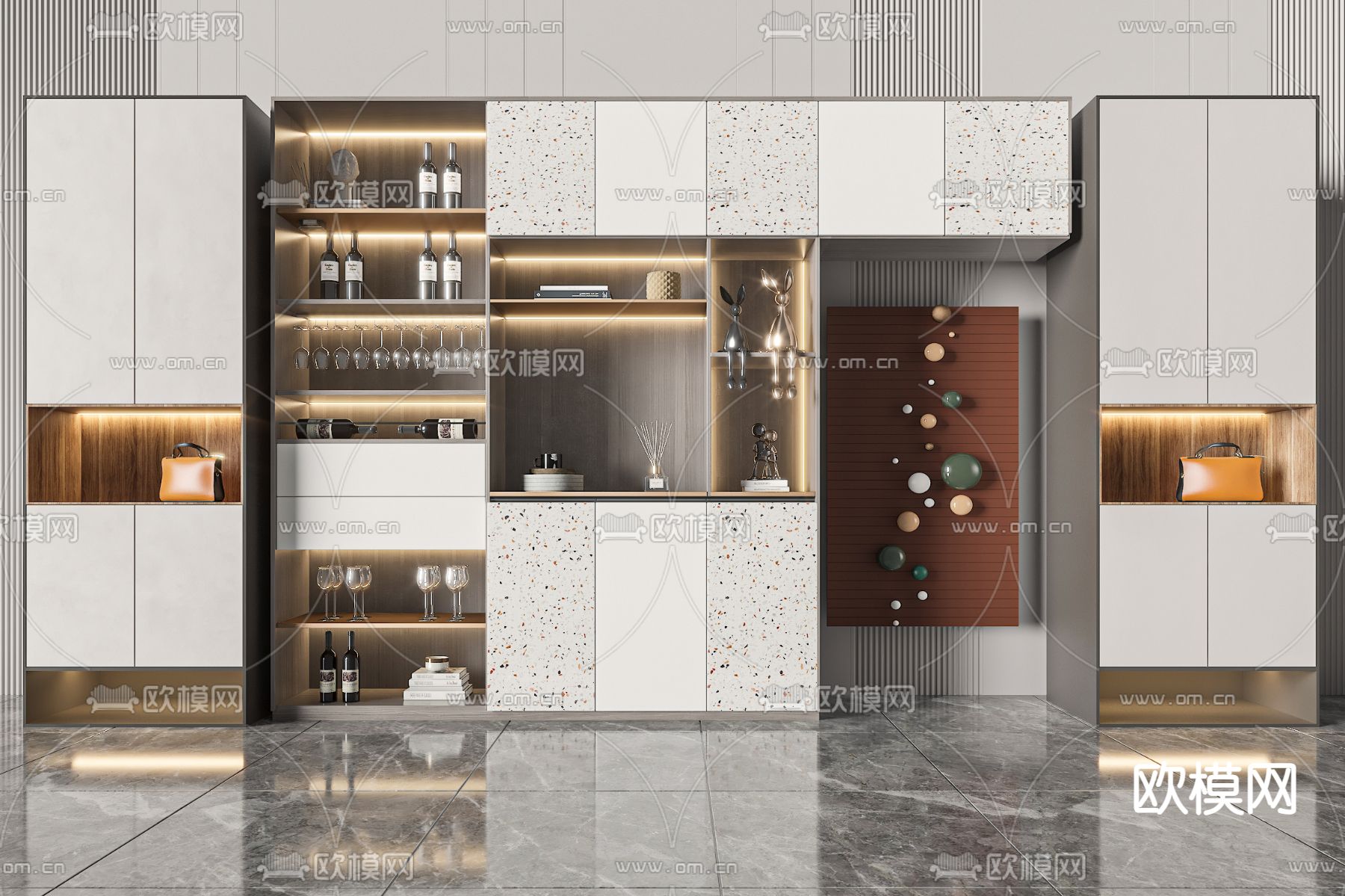 现代酒柜3d模型下载