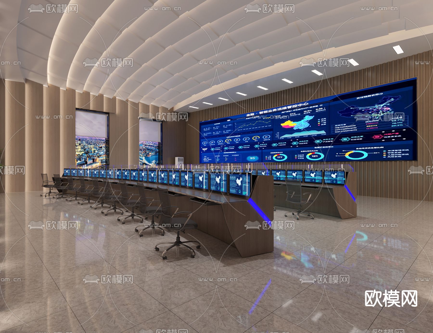 指挥室 监控室3d模型下载（渲染图1）