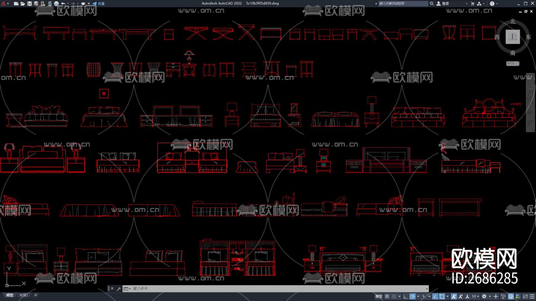 卧室床 沙发cad图库下载