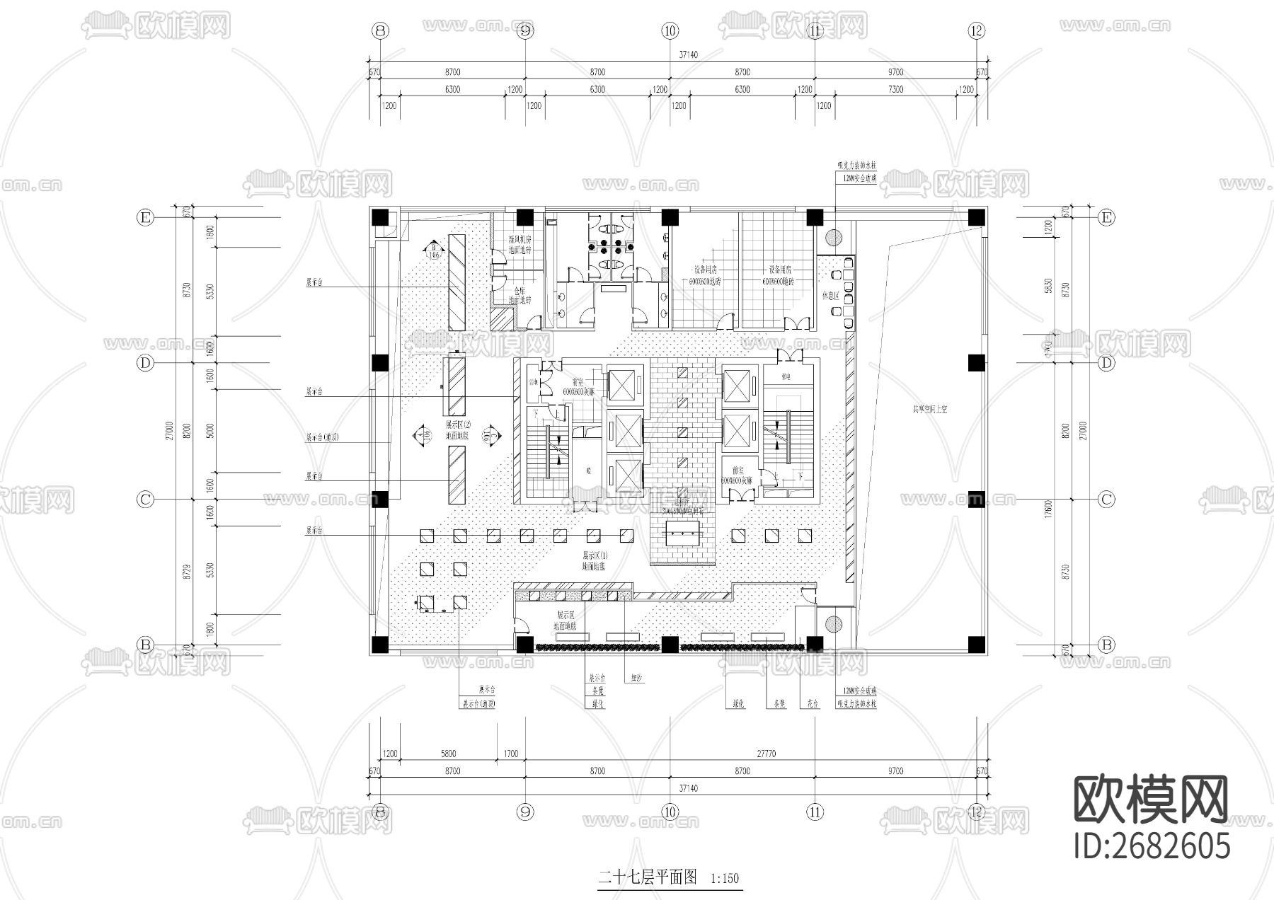 某电视台办公楼cad施工图下载（渲染图4）
