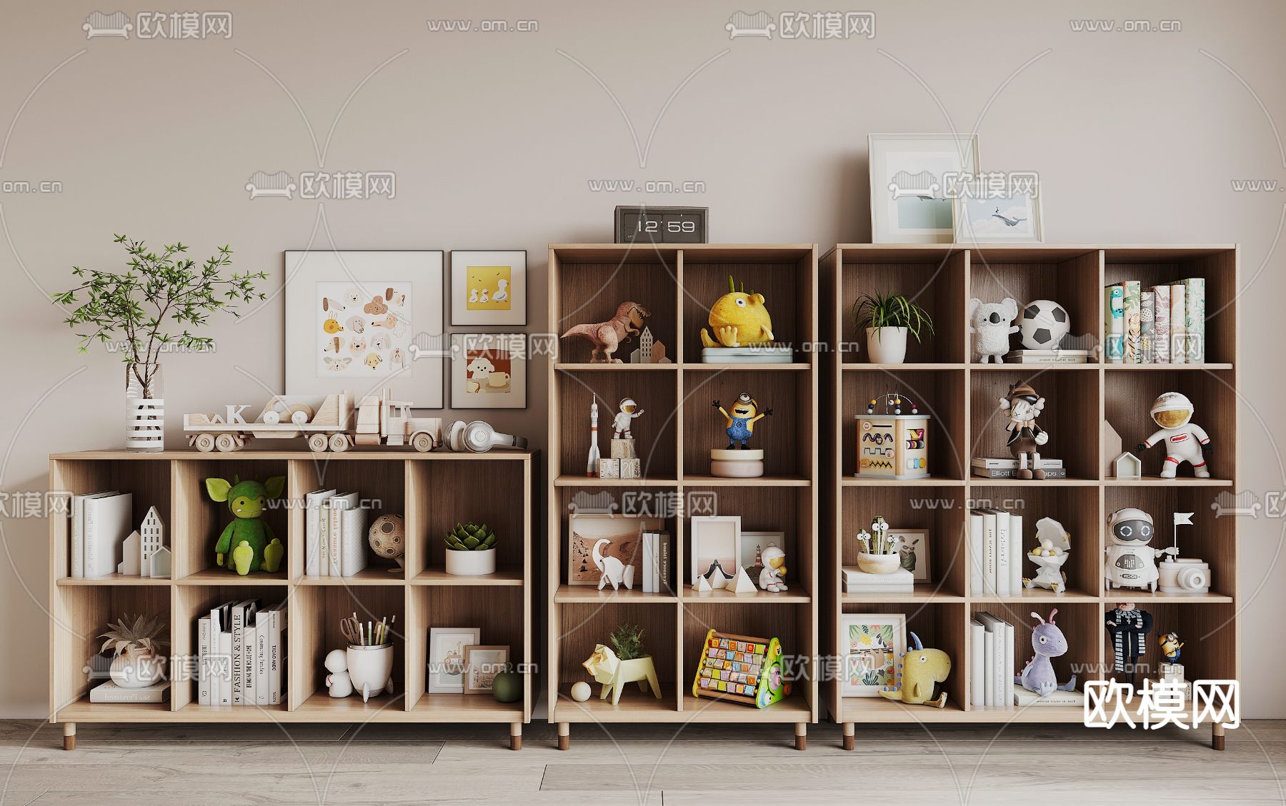 儿童书柜 收纳柜3d模型下载