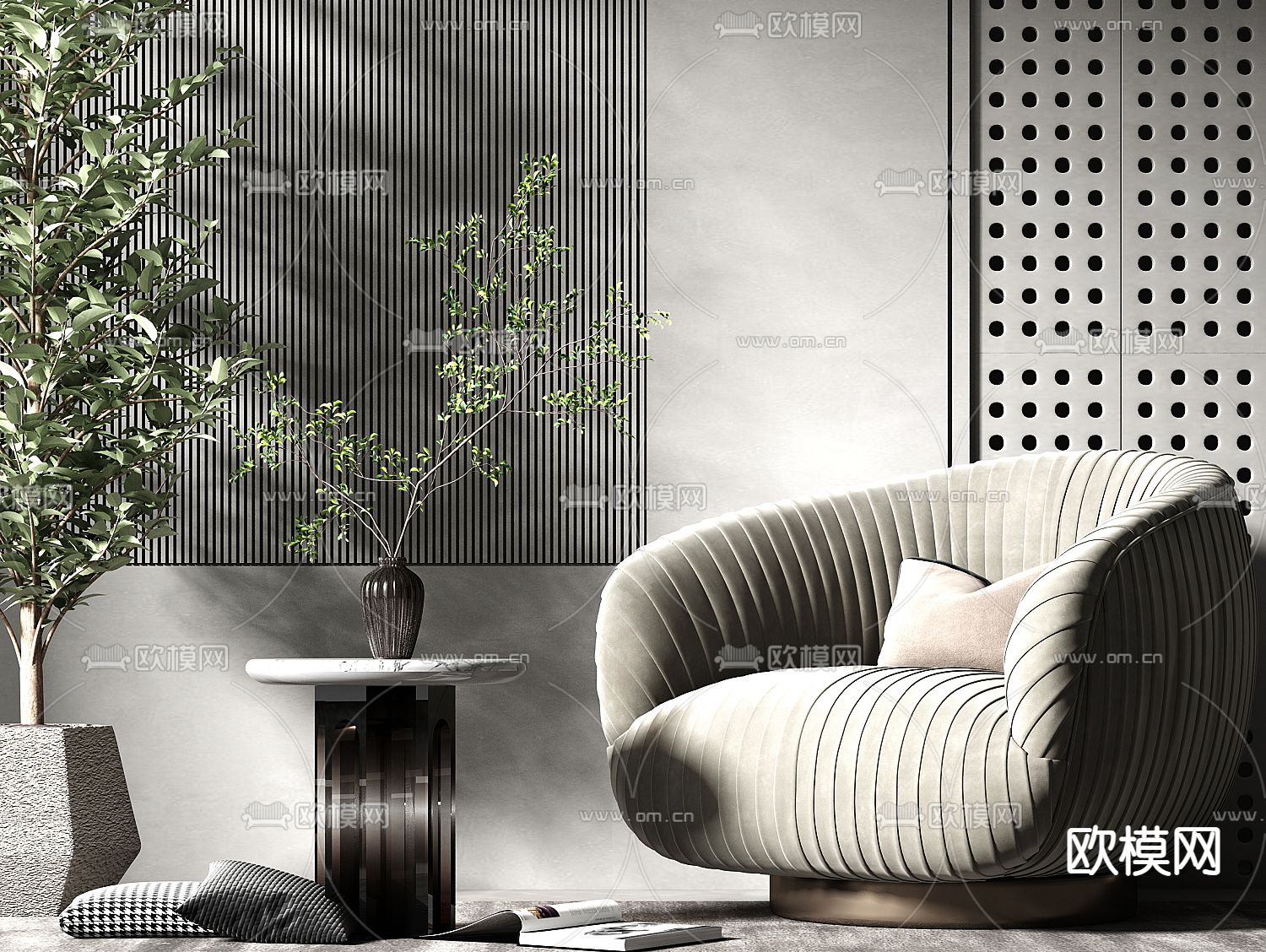 休闲沙发su模型下载（渲染图1）