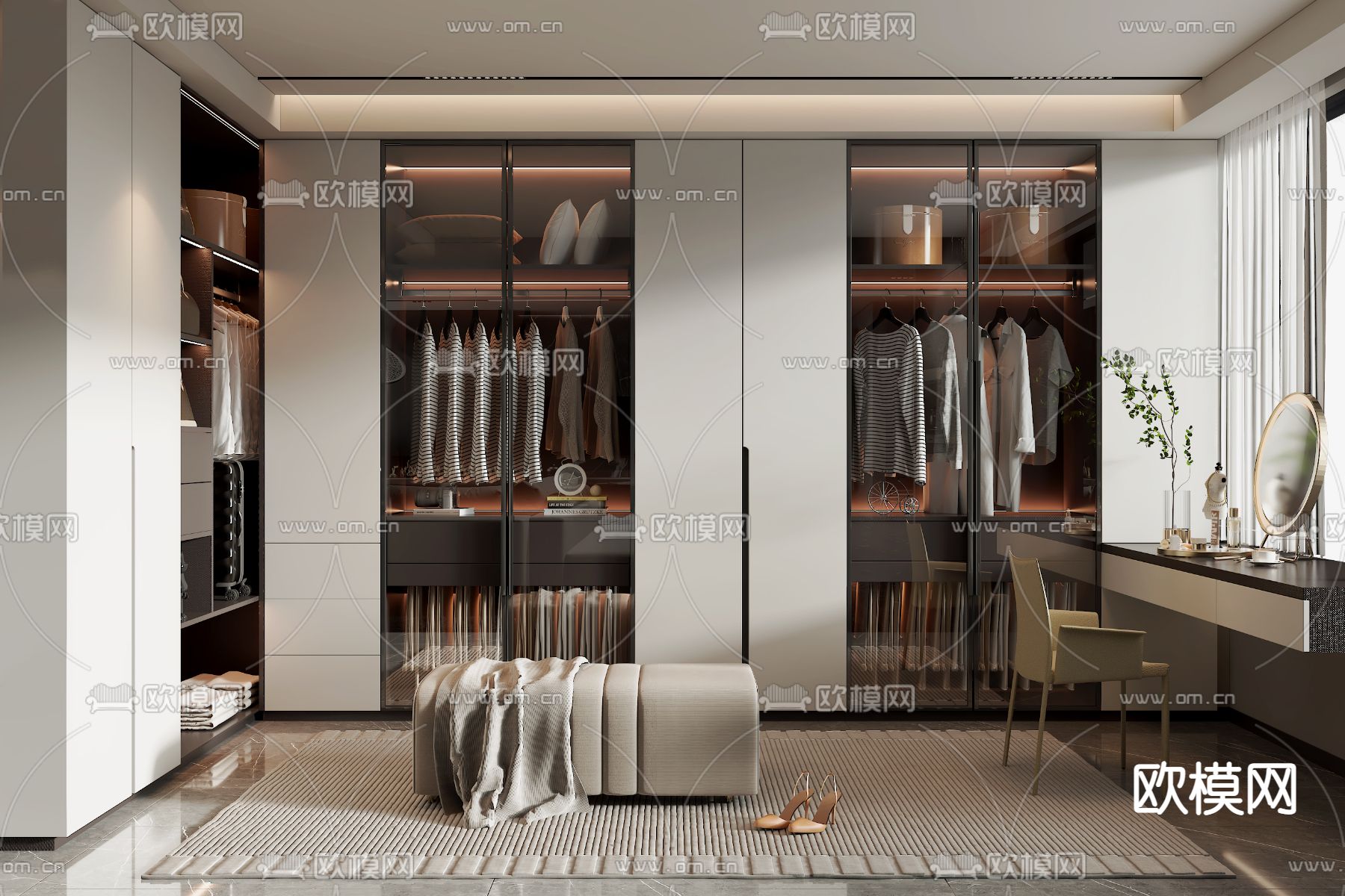 现代衣帽间3d模型下载
