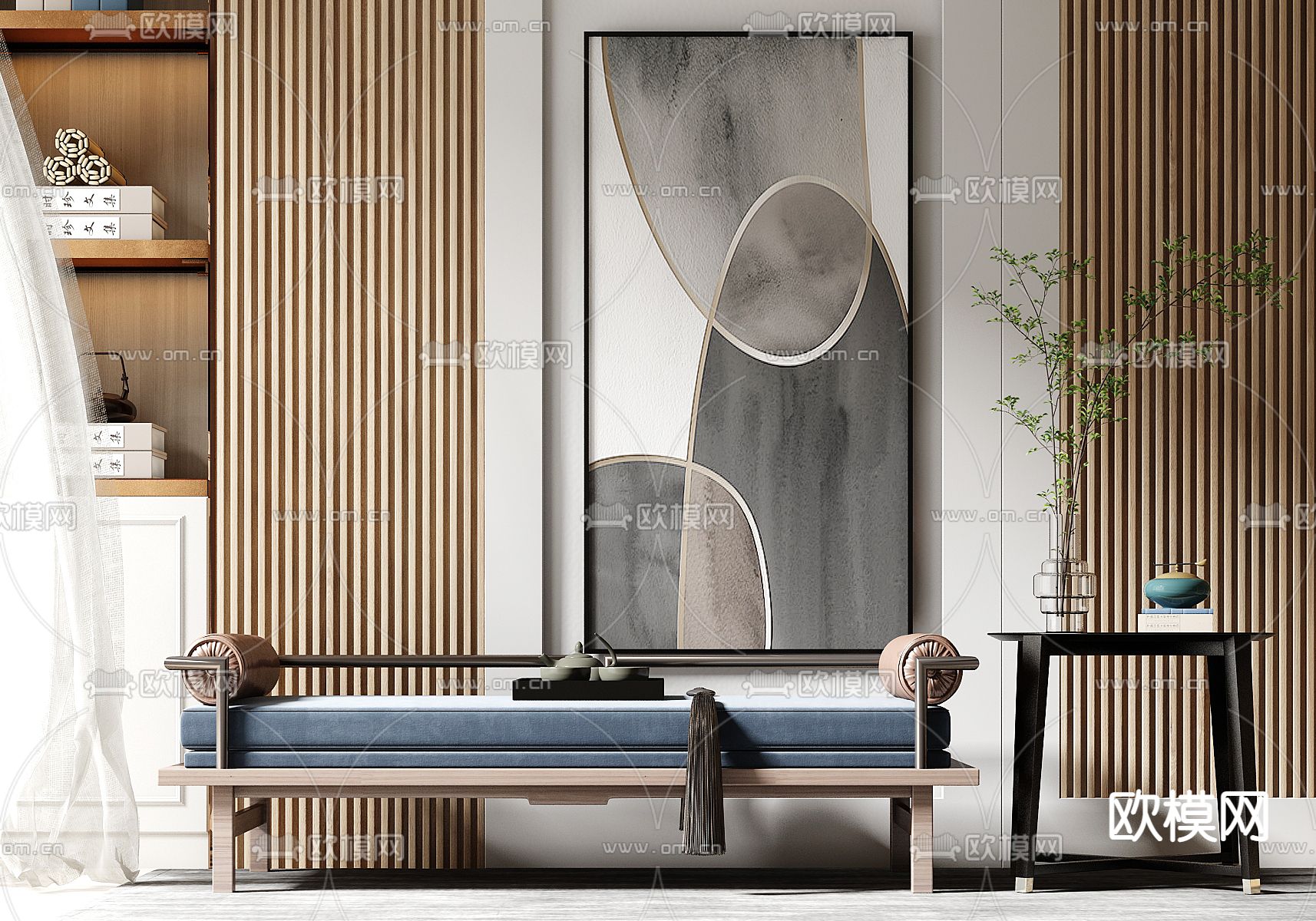 新中式脚踏 床尾凳3d模型下载