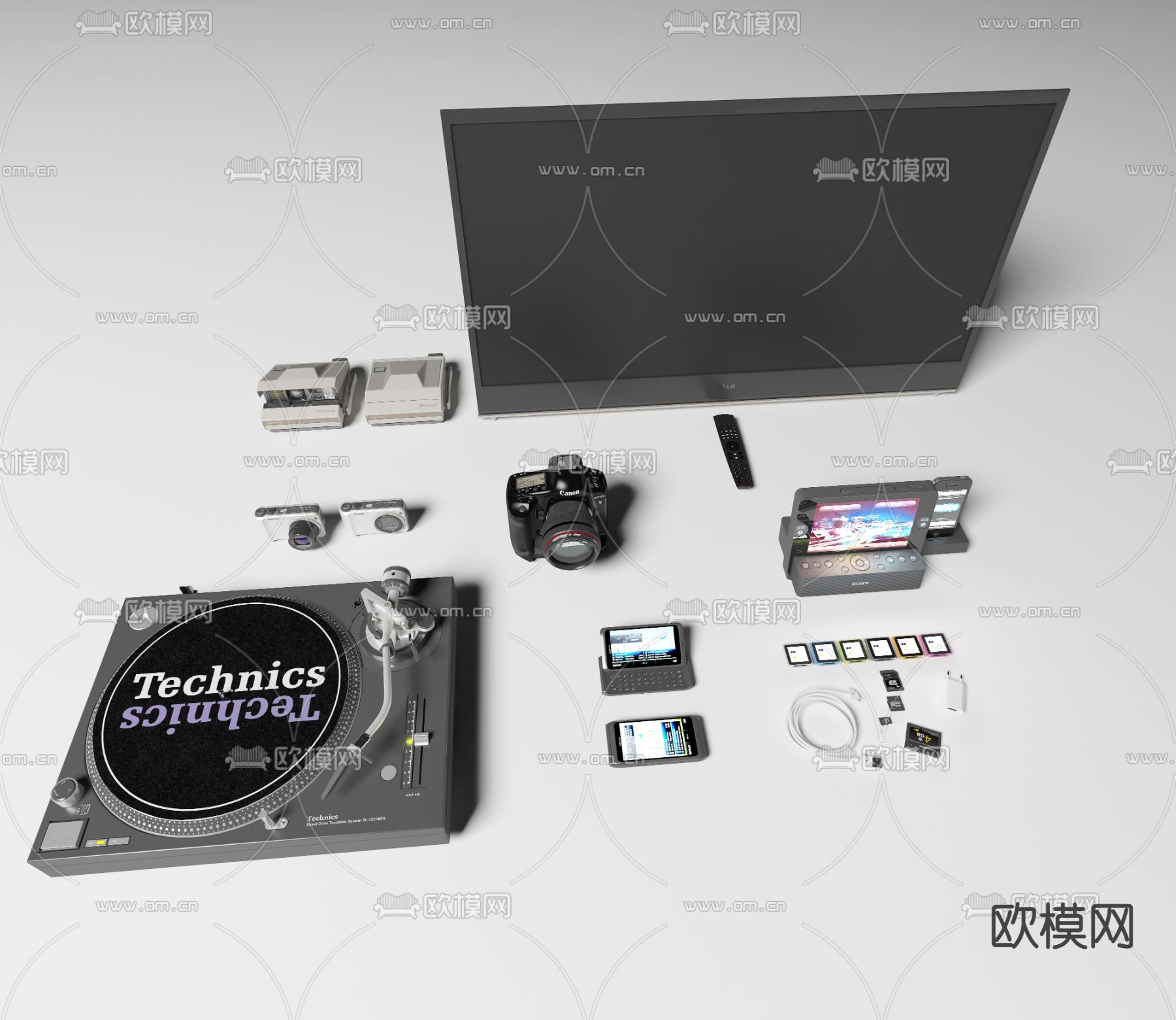 数码相机 留声机 手机 显示屏3d模型下载