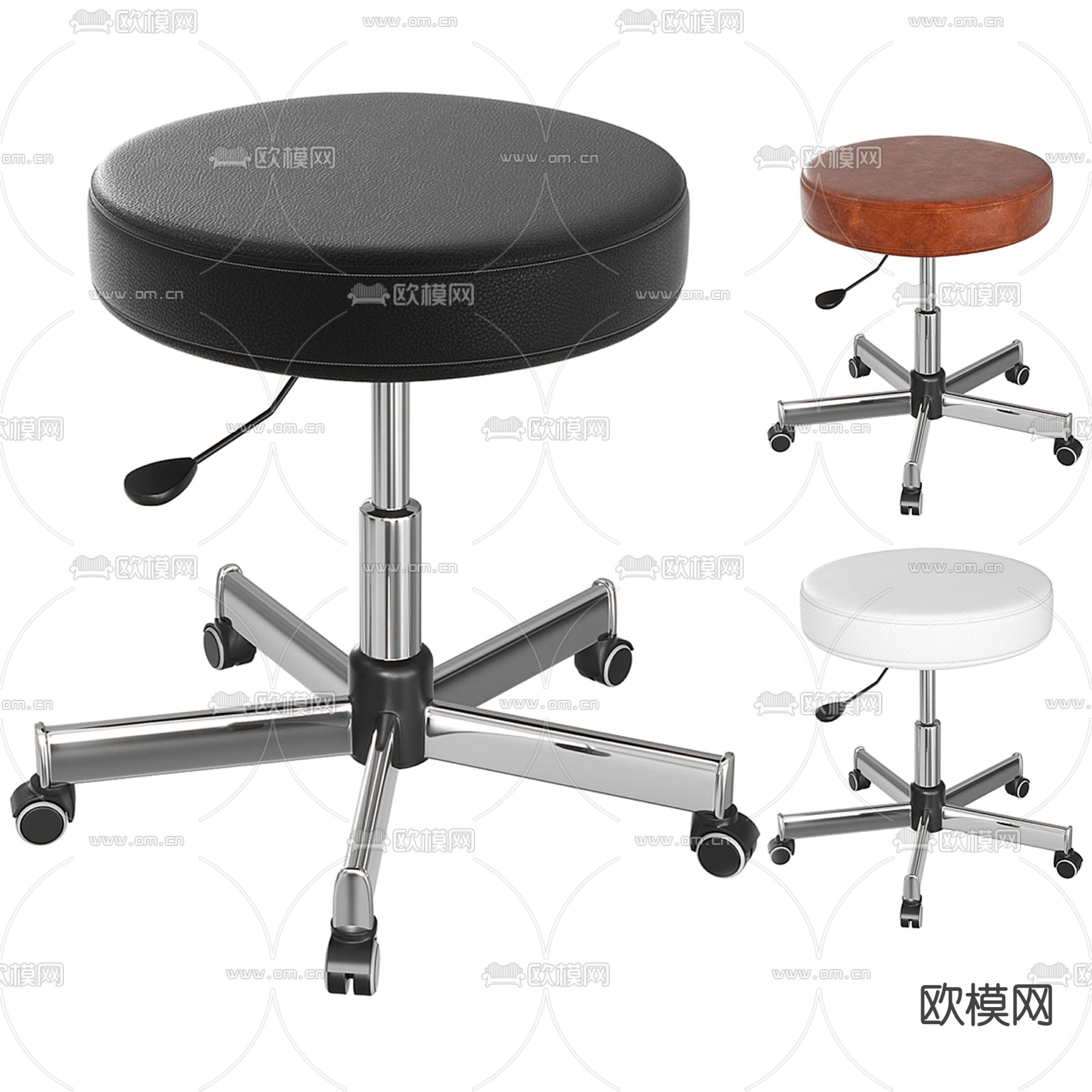 圆凳 公用椅 理发椅3d模型下载