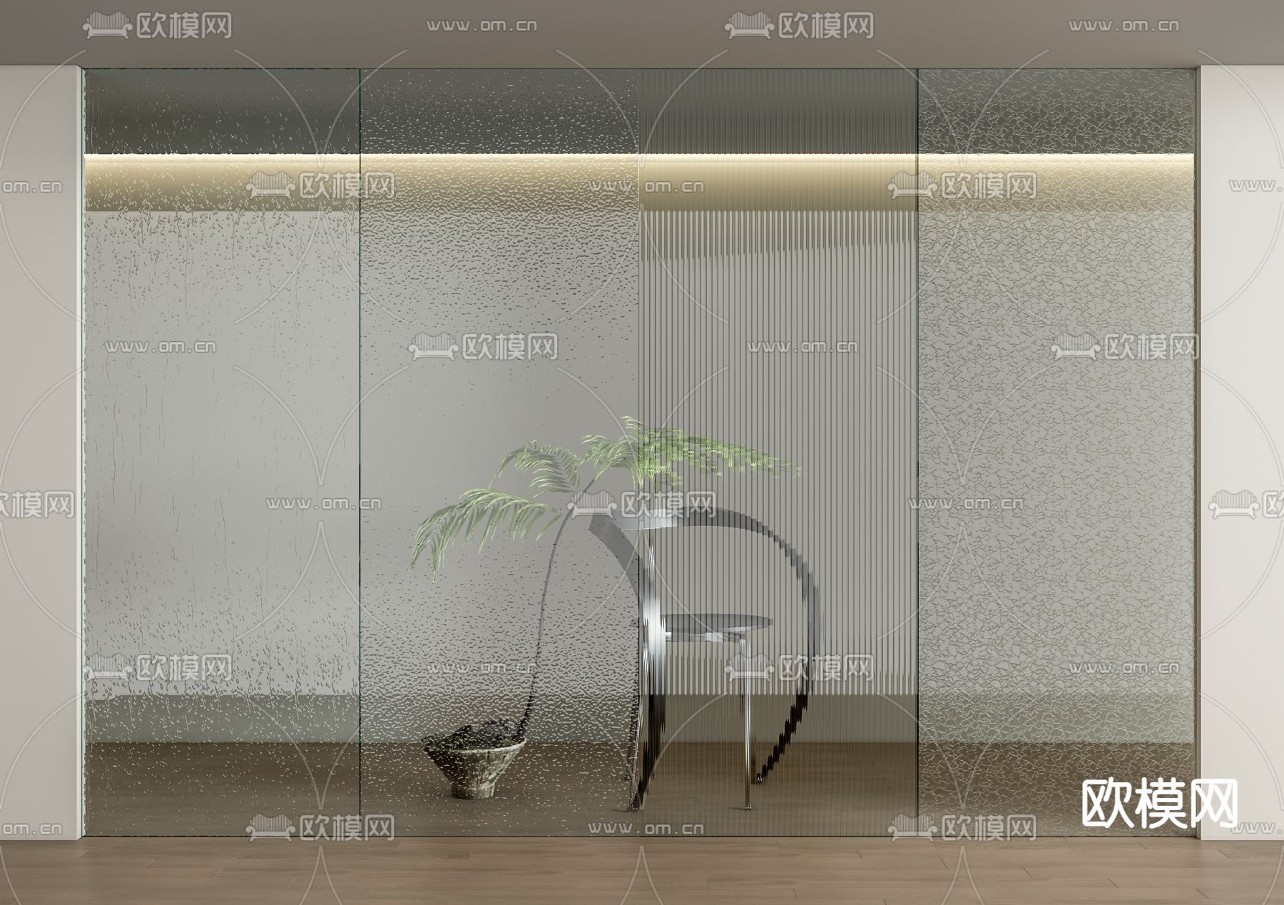 长虹玻璃屏风 隔断3d模型下载