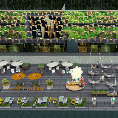  现代咖啡店外摆su模型 