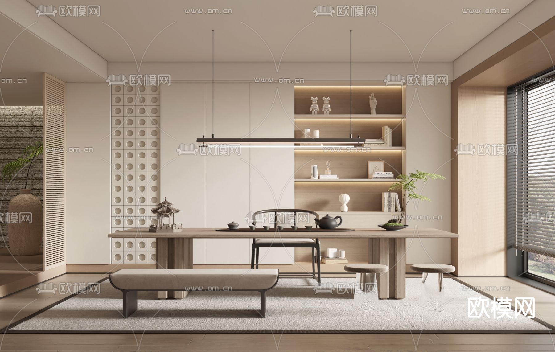 现代茶室3d模型下载