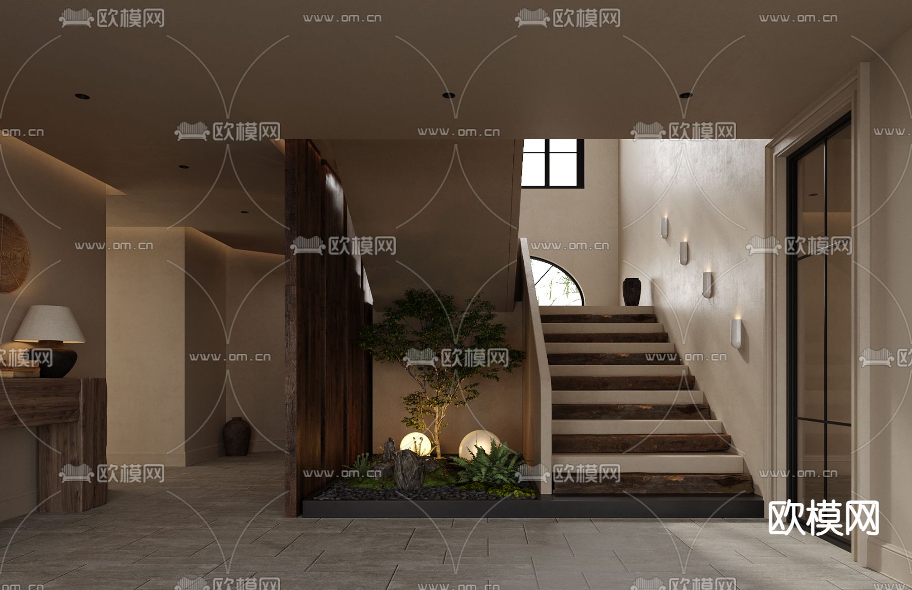 侘寂楼梯间3d模型下载（渲染图1）